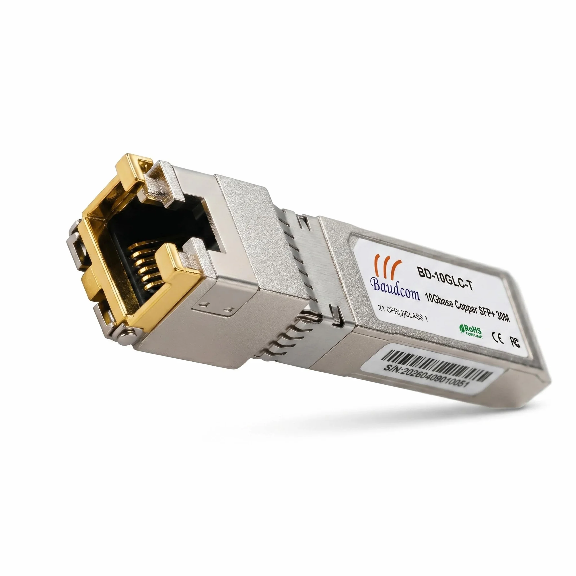Módulo BAUDCOM SFP-RJ45 10G de cobre, 30 metros, transceptor 10GBase-T SFP+ compatible con Cisco SFP-10G-T-S, TP-Link, D-Link (x1, 10GBase-T: 30 m)
