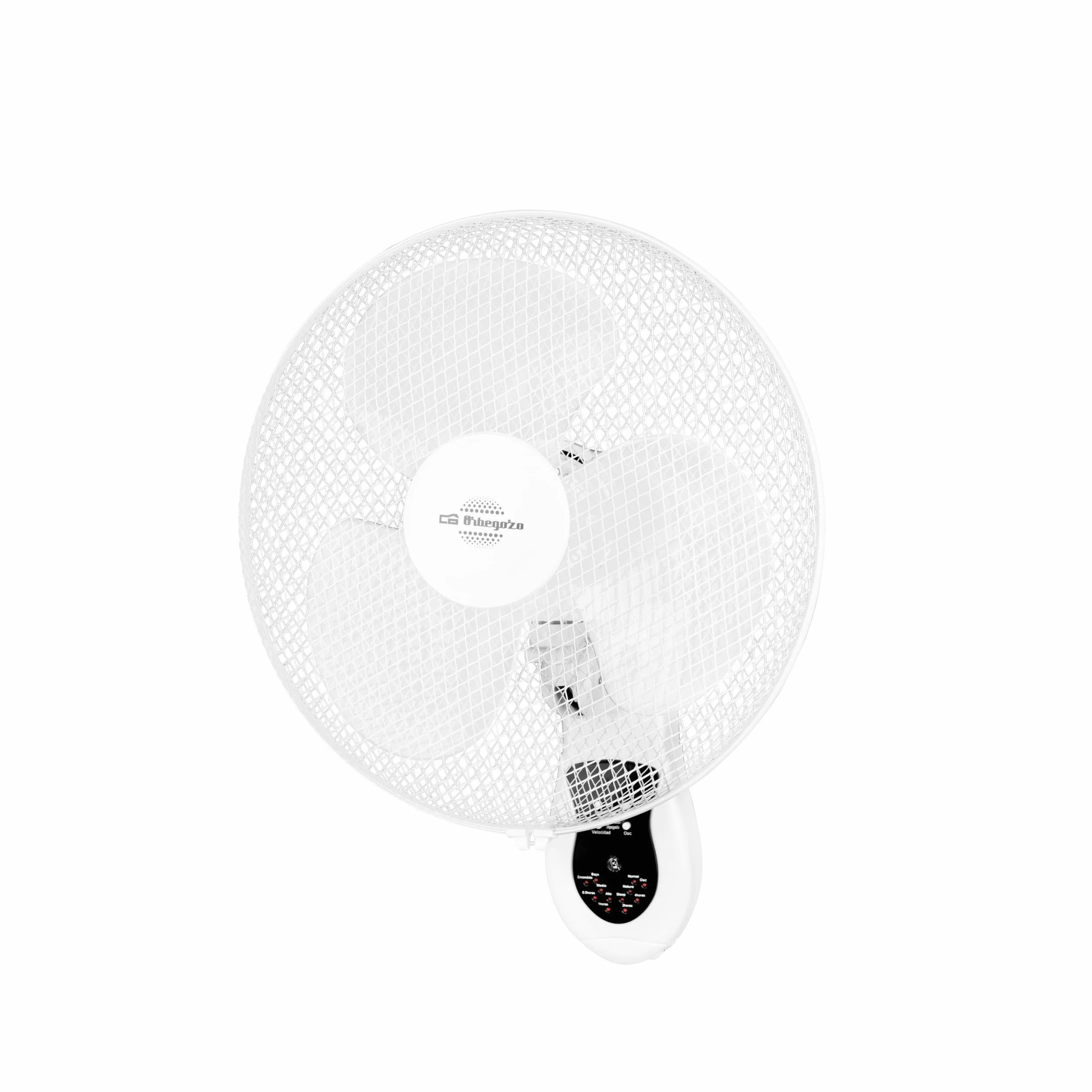 Orbegozo WF 0242, Ventilador de Pared, Mando a Distancia, 3 velocidades de ventilación, Cabezal oscilante multiorientable, temporizador, 40 W, color blanco