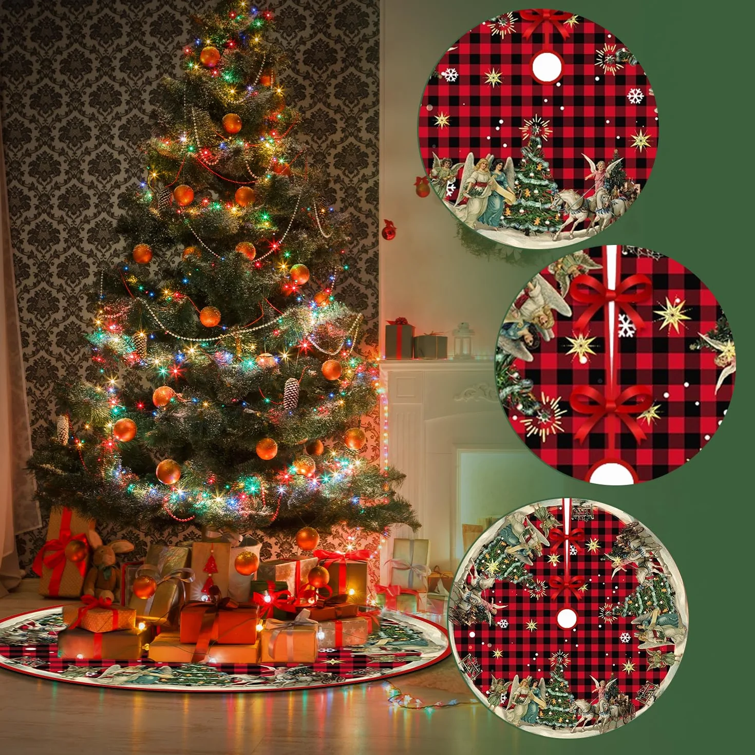 Falda Arbol de Navidad 120cm Alfombra Decoracion Fiestas Navideñas