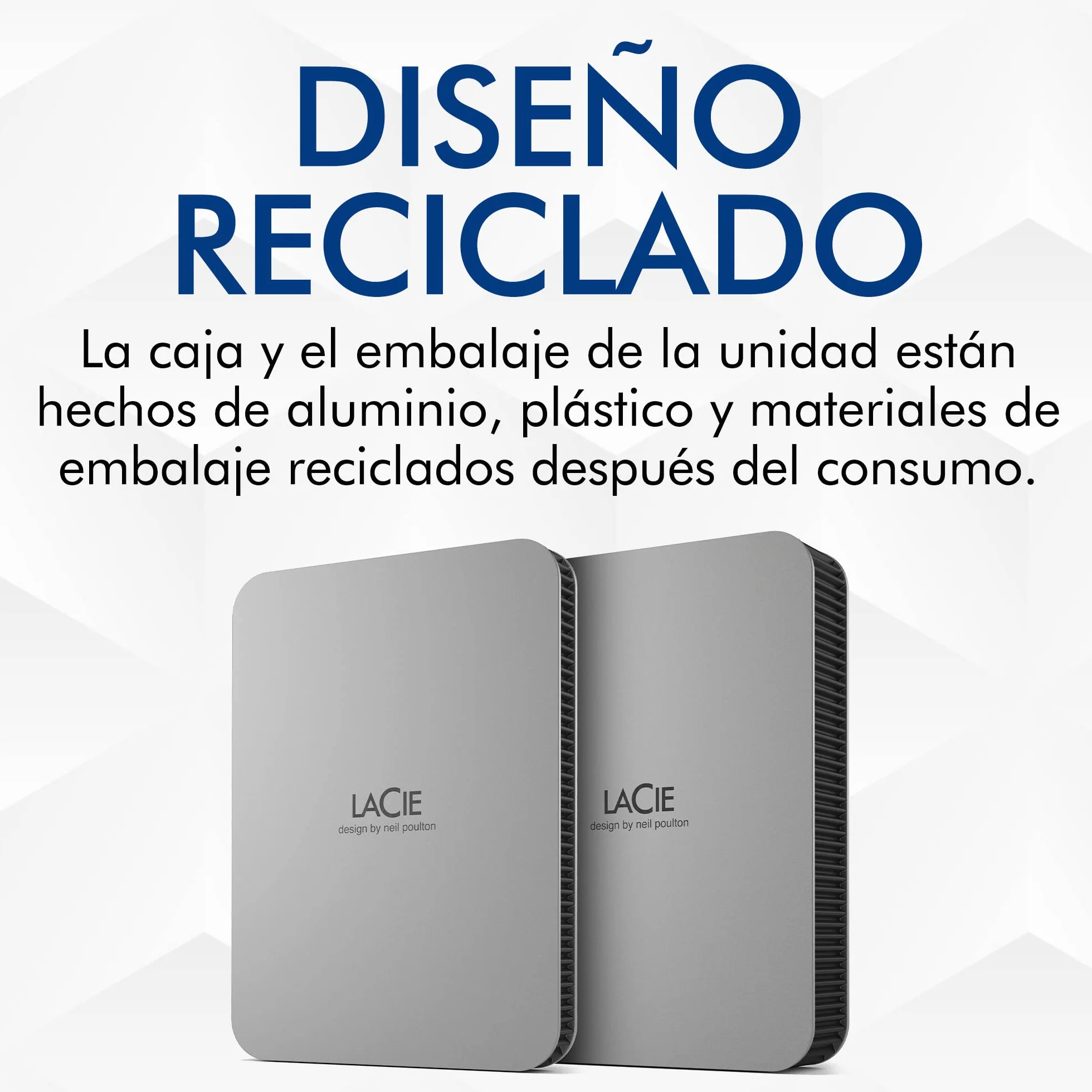 LaCie Mobile Drive V2 1TB — diseño fino, USB‑C Disco duro externo portátil 2,5", Moon Silver, para Mac y Windows — incluye Rescue Data Recovery