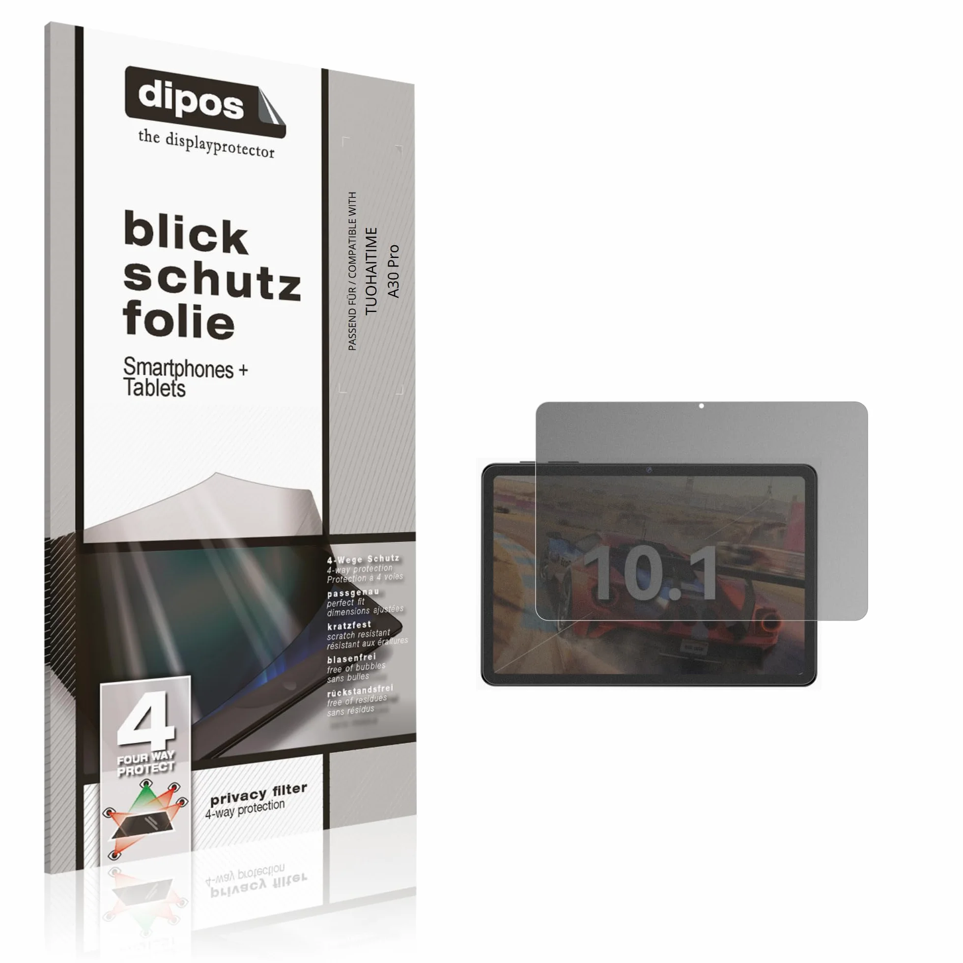 dipos Protector de Pantalla Antiespía para TUOHAITIME A30 Pro | Película protectora mate, filtro de privacidad 4 vías, ajuste perfecto, antiarañazos, sin burbujas, autoadhesivo