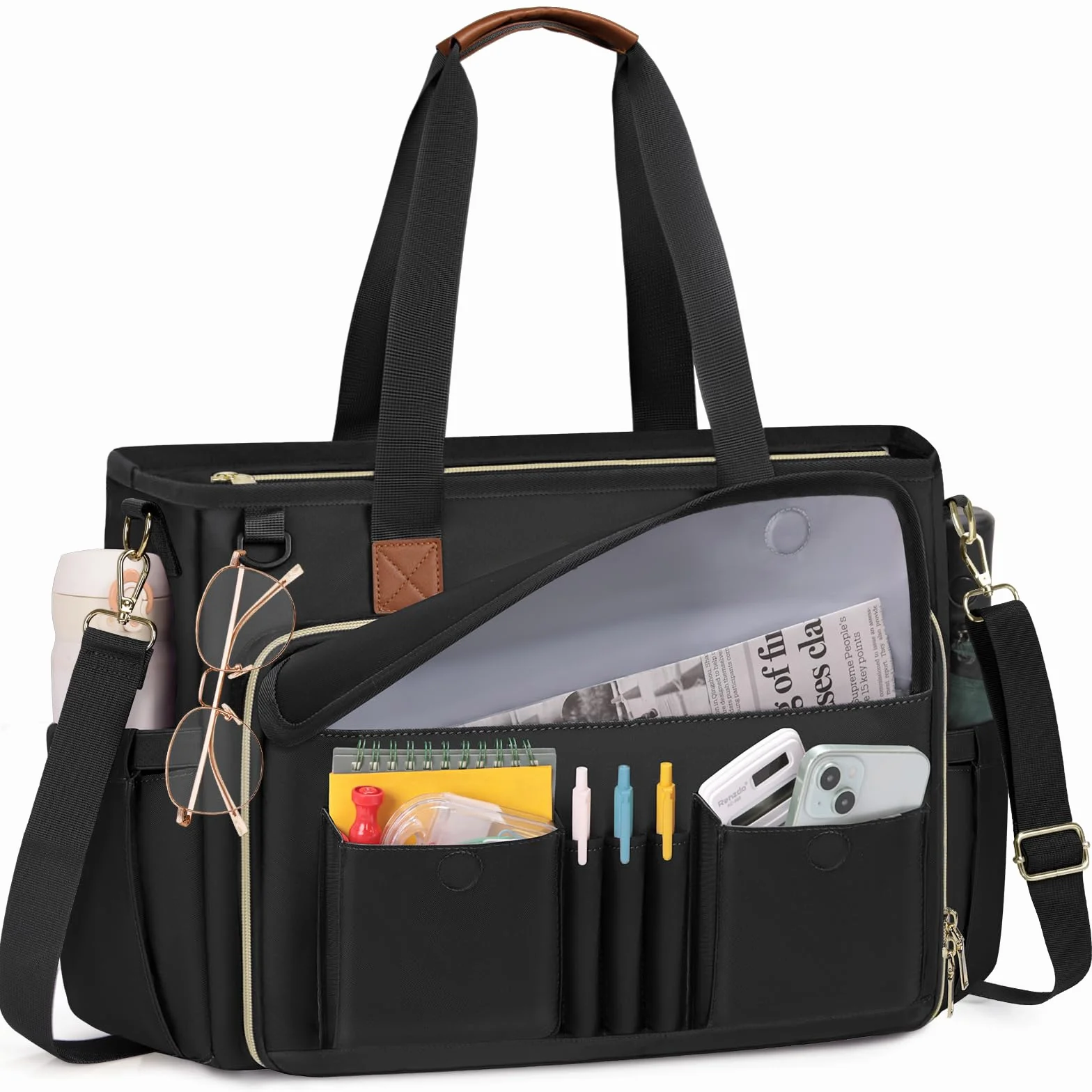 RAINSMORE Bolso Portatil Mujer Maletin Portatil 15,6 Pulgadas Grande Bolso Profesora Bolsa Trabajo con Bolsillo Aislante para Universidad Enfermera Shopper Oficina