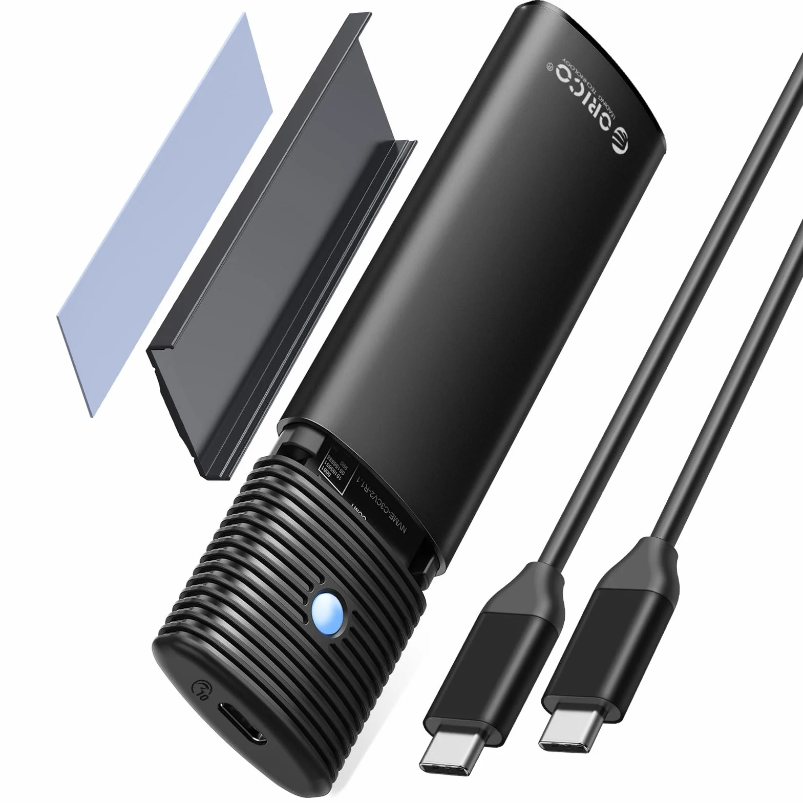 ORICO Carcasa SSD M2 NVMe SATA, Carcasa M.2 10Gbps NVMe USB 3.2 Gen 2, 5Gbps NGFF SATA, Caja M2 Compatible con 2230/2242/2260/2280, Adaptador M2 Sin Herramientas, UASP- PWDM2G2-BK