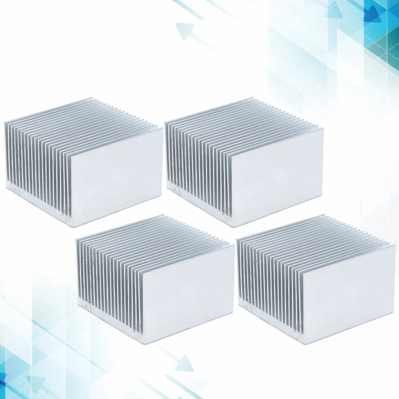 Tyenaza 4 Piezas de Aletas de Refrigeración de Aluminio, Disipadores de Calor las Aletas Transistor, Chip de Disipador de Calor, para Computadora, Dispositivos de Luz LED, 60x60x39 mm(Con Adhesivo)