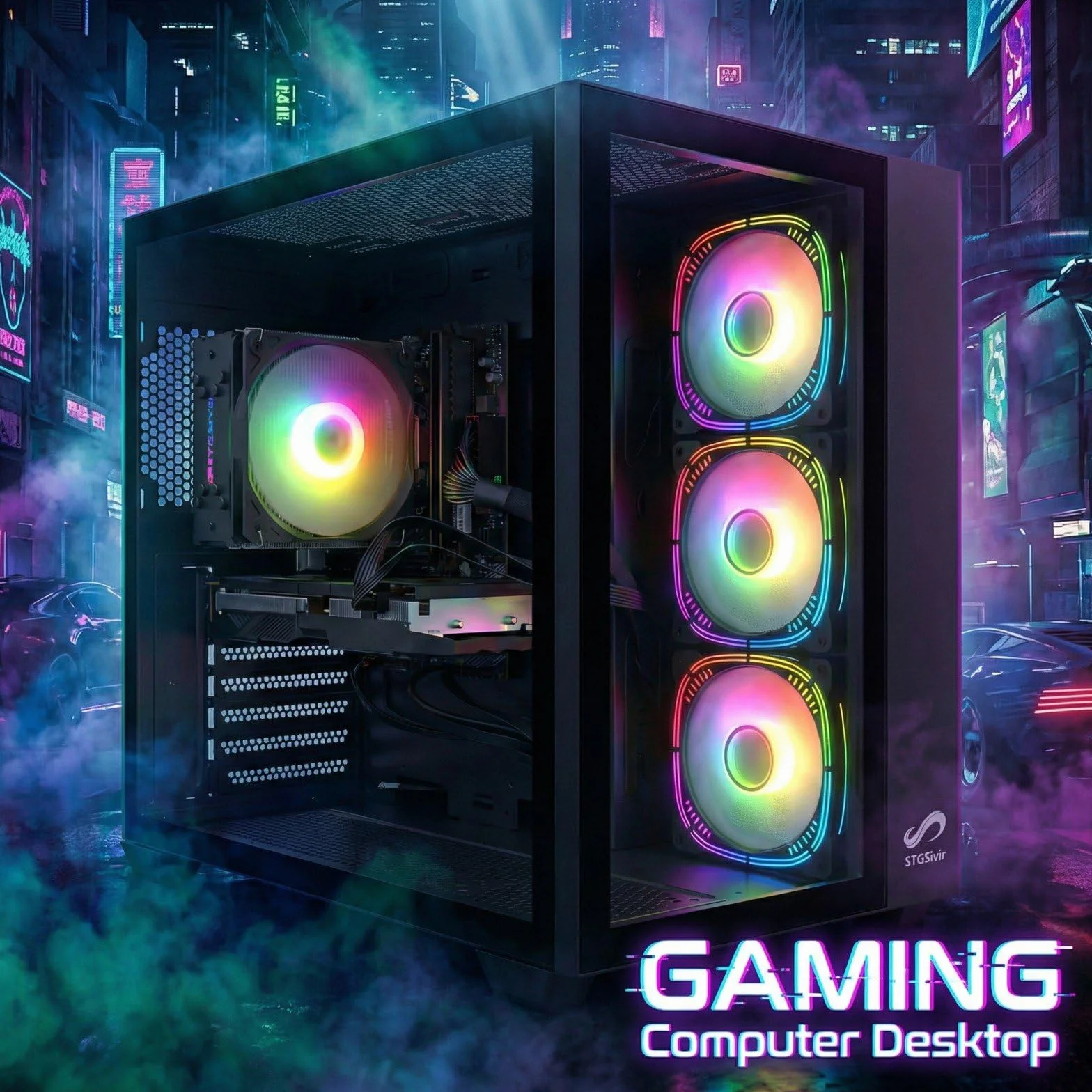STGsivir PC Gaming, Ordenador de Sobremesa Gaming, GeForce RTX 2060 Super 8GB GDDR6,Core i7 hasta 3.9Ghz,16GB DDR,1TB SSD,WiFi 6,BT5.0,RGB Ventiladores x3,Windows 11 Pro