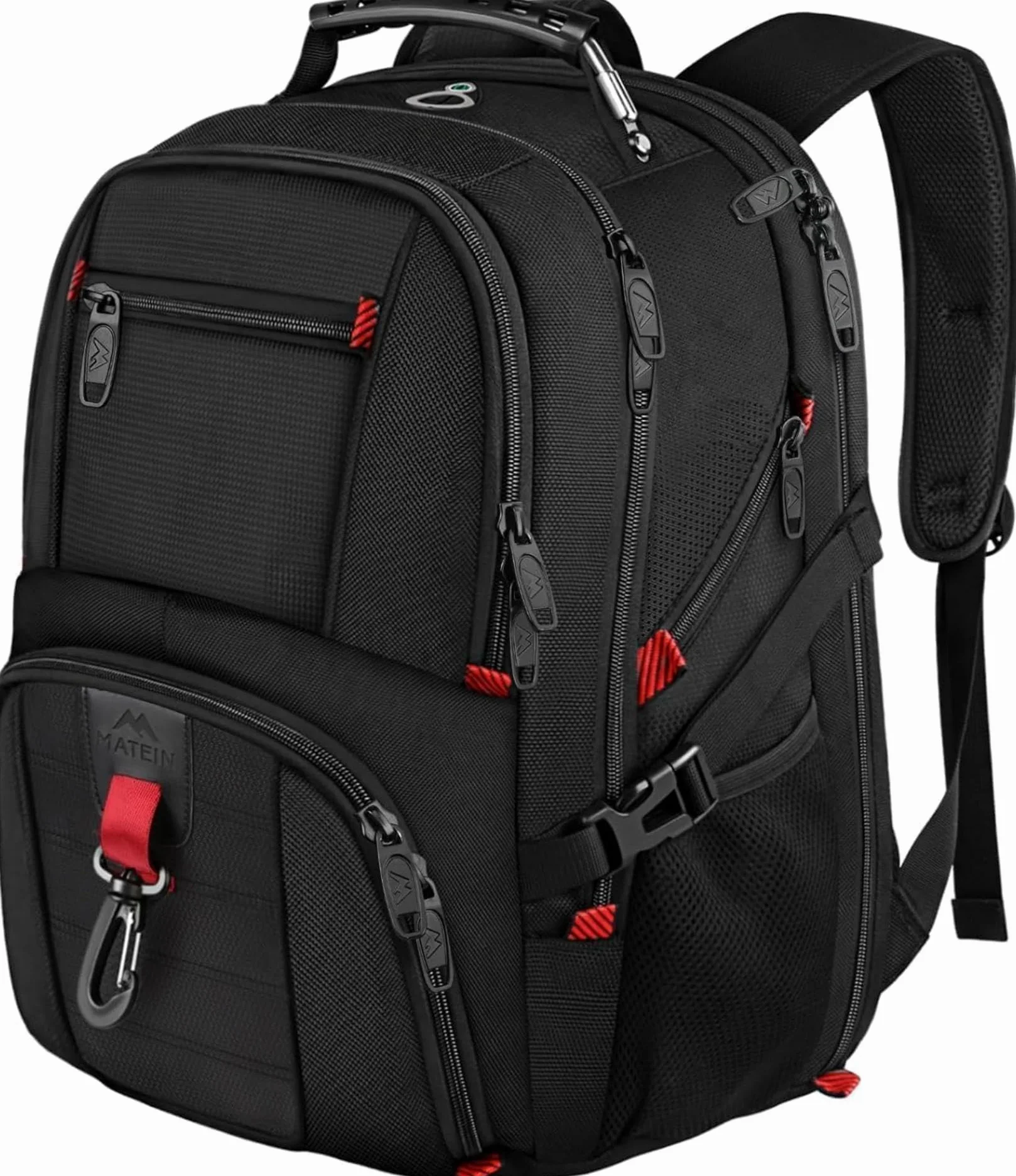 MATEIN Mochila Hombre Grande 50L, Mochila Portatil 17 Pulgadas con Compartimento Ordenador Portatil Multifuncional Impermeable Antirrobo para Negocio Diario Viaje Escolares, Negro