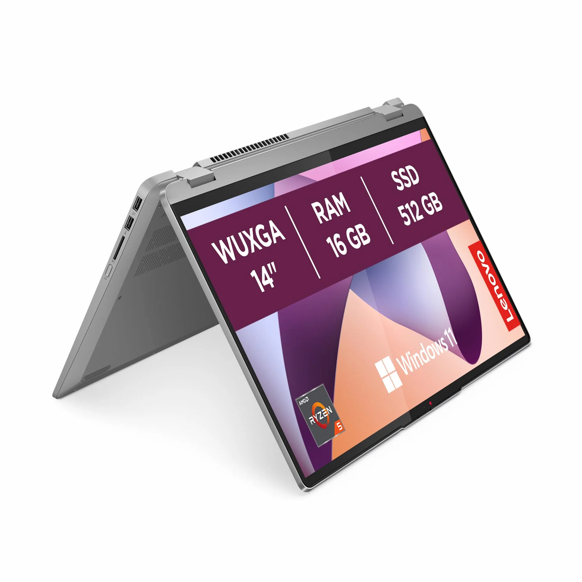 Lenovo IdeaPad Flex 5 Gen 8 Ordenador Portátil Táctil Convertible 14" WUXGA (AMD Ryzen 5 5625U, AMD Radeon Graphics, 16 GB RAM, 512 GB SSD, 60 Hz, Wi-Fi 6, Win 11 Home) Teclado QWERTY Español – Gris