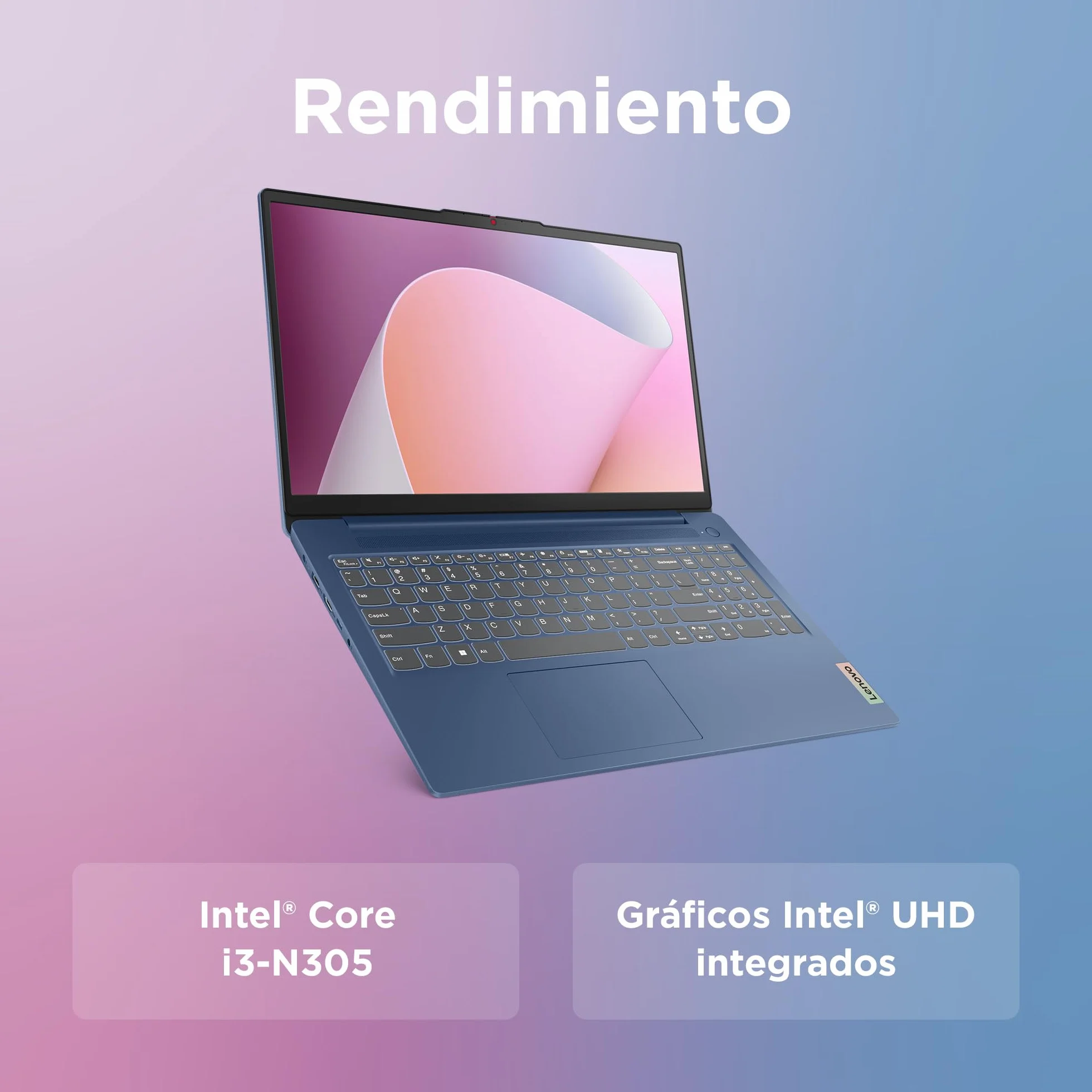 Lenovo IdeaPad Slim 3 Gen 8 – Ordenador Portátil 15.6'' FHD (Intel Core i3-N305, Intel UHD Graphics, 8 GB RAM, 256 GB SSD, Wi-Fi 6, Win 11 Home, Office Trial) Teclado QWERTY Español - Azul Abismo