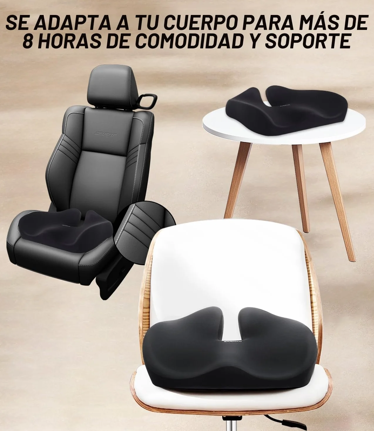 Cojín Coxis Ortopédico de Espuma Memoria para Silla de Oficina, Alivio del Dolor