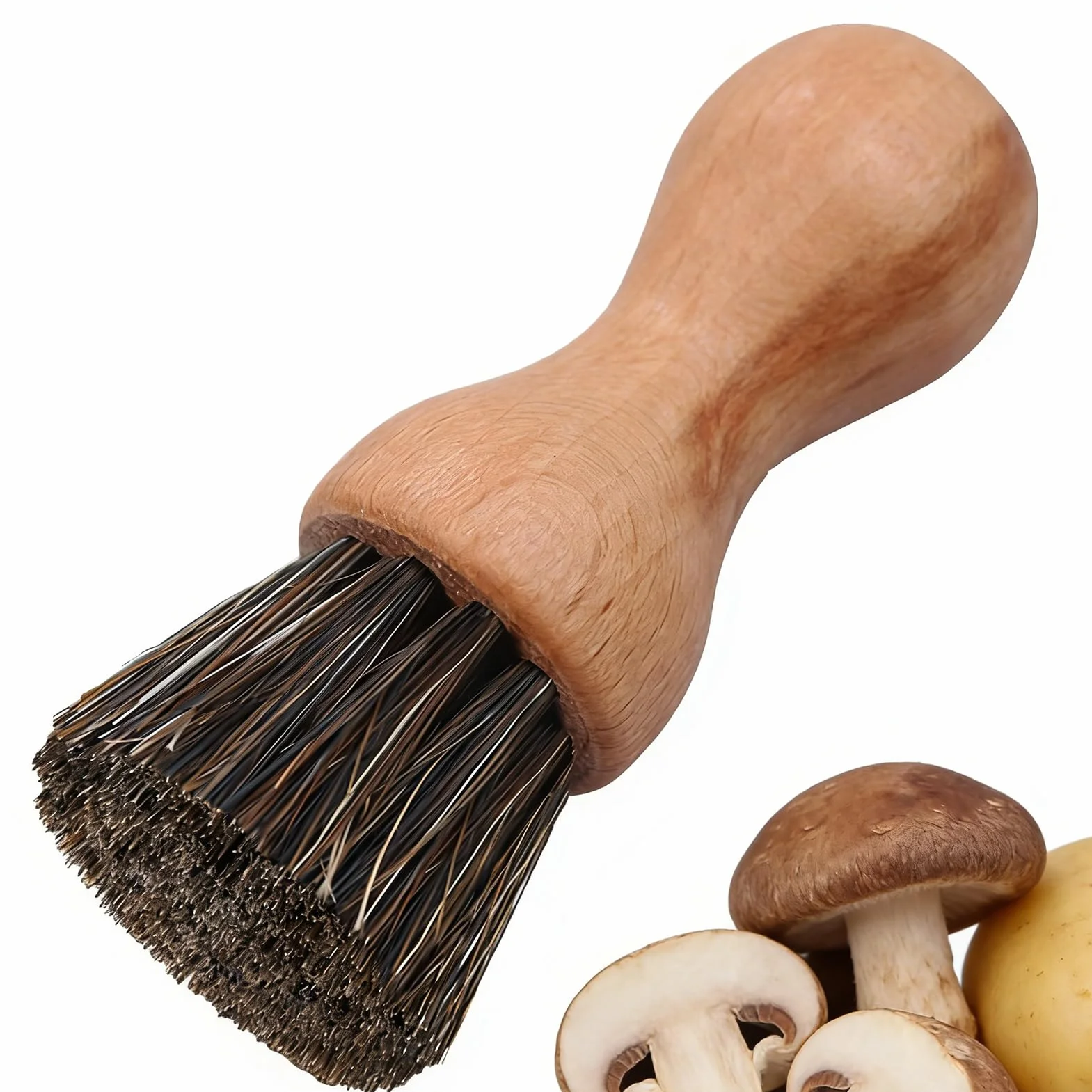 1 PC Cepillo de champiñones de Madera para Limpiar Hongos y Verduras,Cocina de Setas,Fregar Platos de Cocina para Utensilios,Cepillo de Limpieza Sostenible