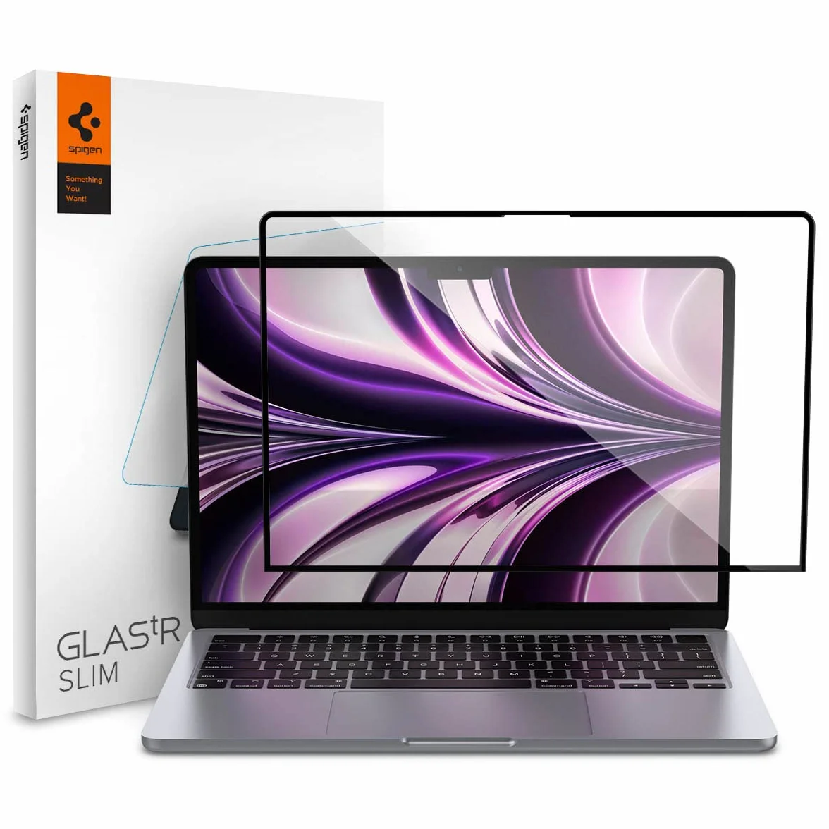 Spigen Glas.tR Slim Protector Pantalla para MacBook Air 13 Pulgadas (M5 2026/ M4 2025 / M3 2024 / M2 2022), 1 Unidad, Alta Definición, Dureza 9H
