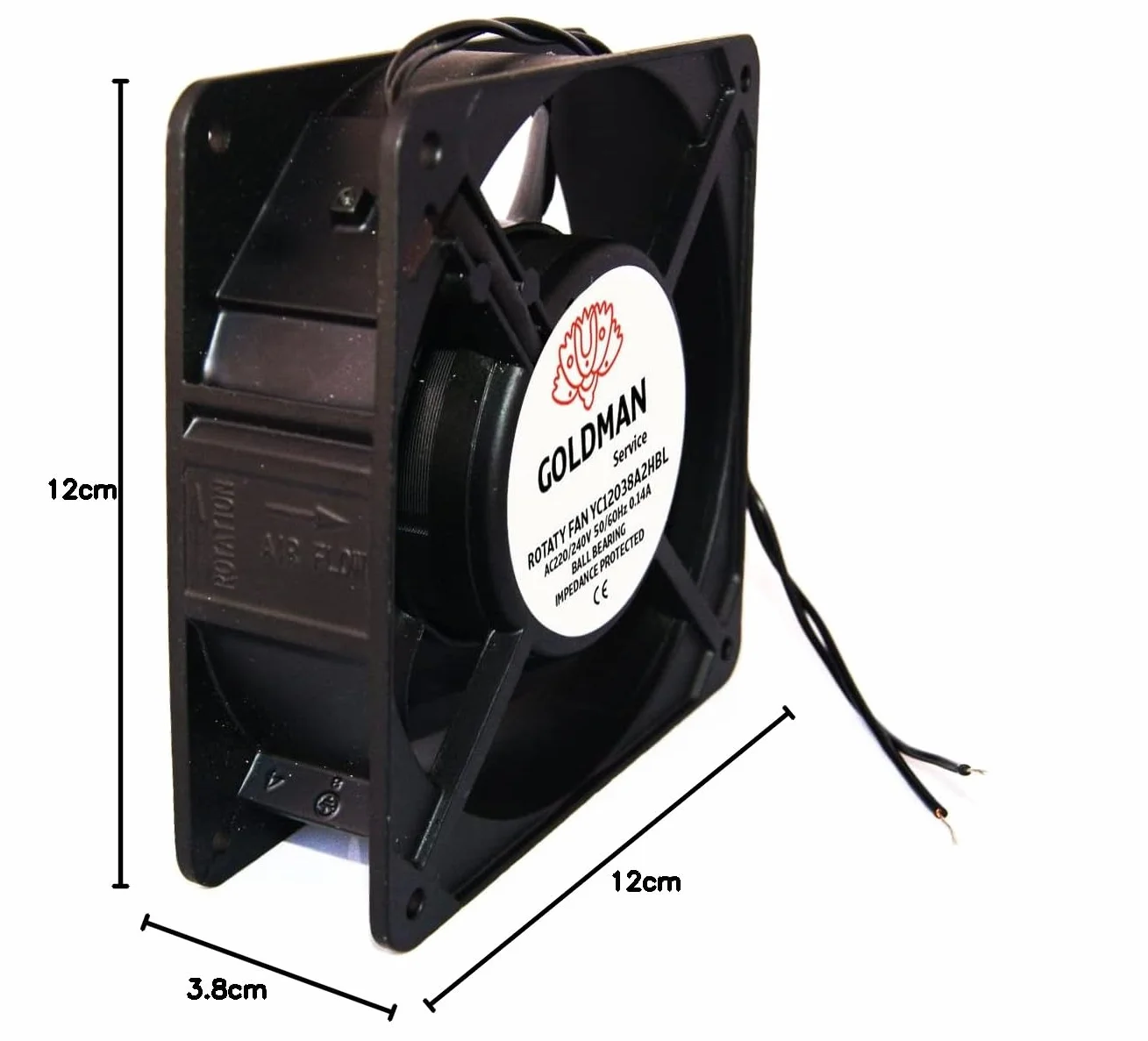 GOLDMAN SERVICE Ventilador fan Axial de refrigeración 120 x 120 x 38 mm - extractor de aire para enfriamiento de máquinas y circulación de aire (23W)