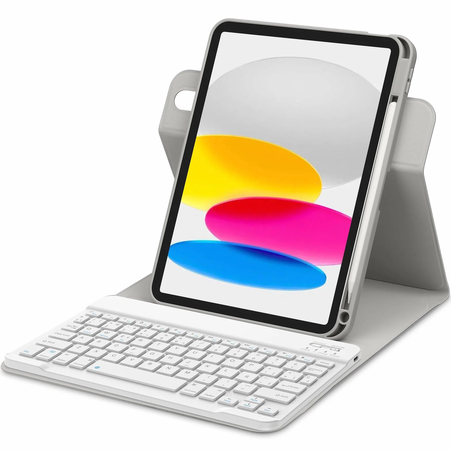 Bettdow Funda con Teclado para iPad 11 Generación A16 2025/iPad 10 Generación 2022 (11/10.9 Pulgada), Uso Vertical/Horizontal, Desmontable Español Ñ Teclado con Funda para iPad 10/11 Gen, Gris