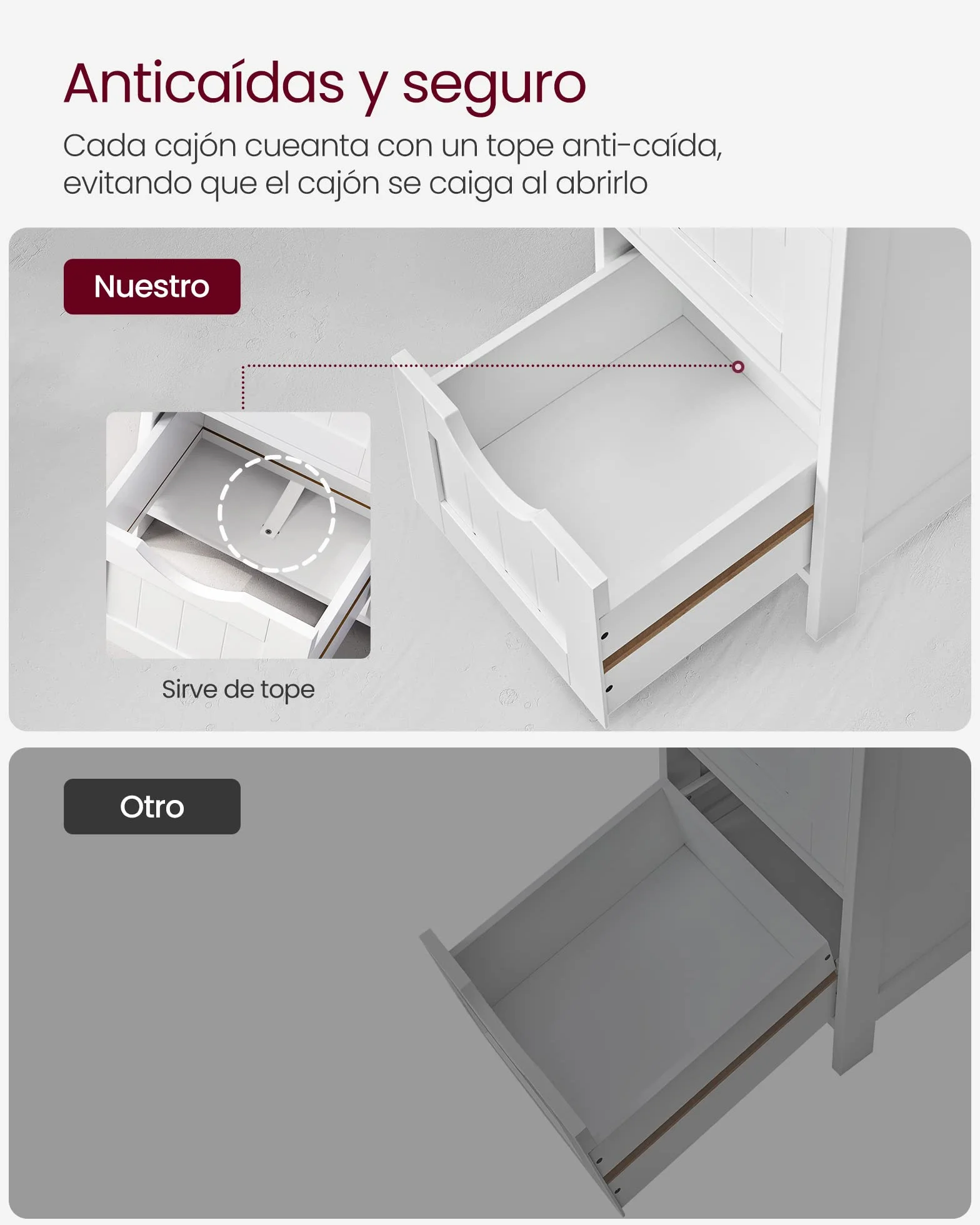 VASAGLE Armario de baño de pie con 4 cajones 30x30x82 cm Blanco LHC40W