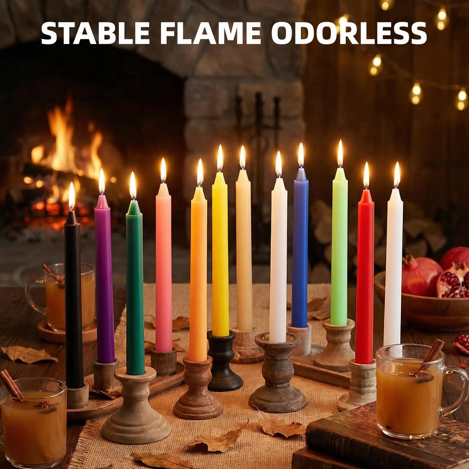 24 Velas Coloridas Sin Humo Sin Goteo – 90 Min Combustión Ecológicas para Decoración