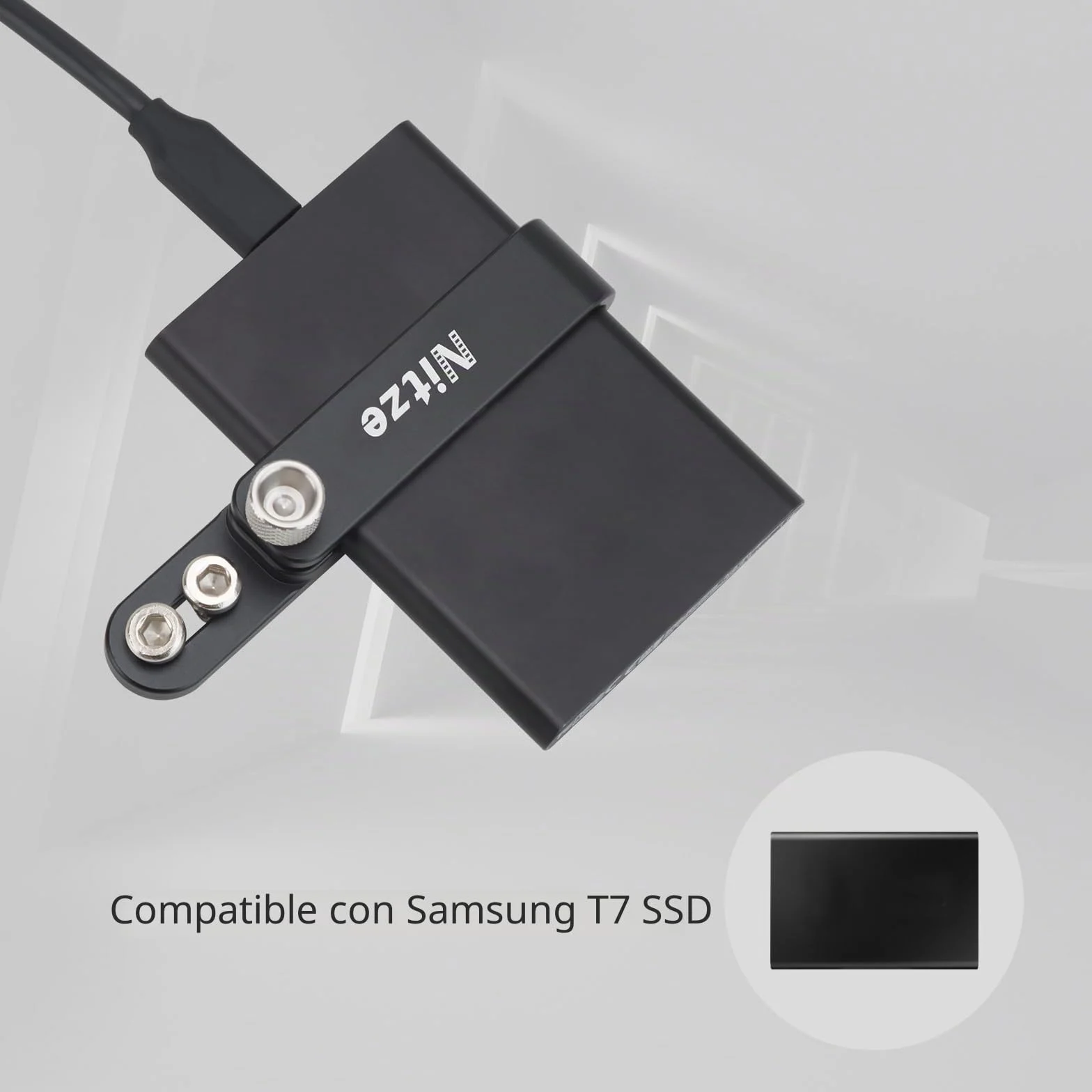 Nitze T7 SSD Soporte de Montaje Compatible con Samsung T7, Soporte SSD de Aleación de Aluminio Compatible con Jaula de Cámara para BMPCC 4K 6K - N42-T7