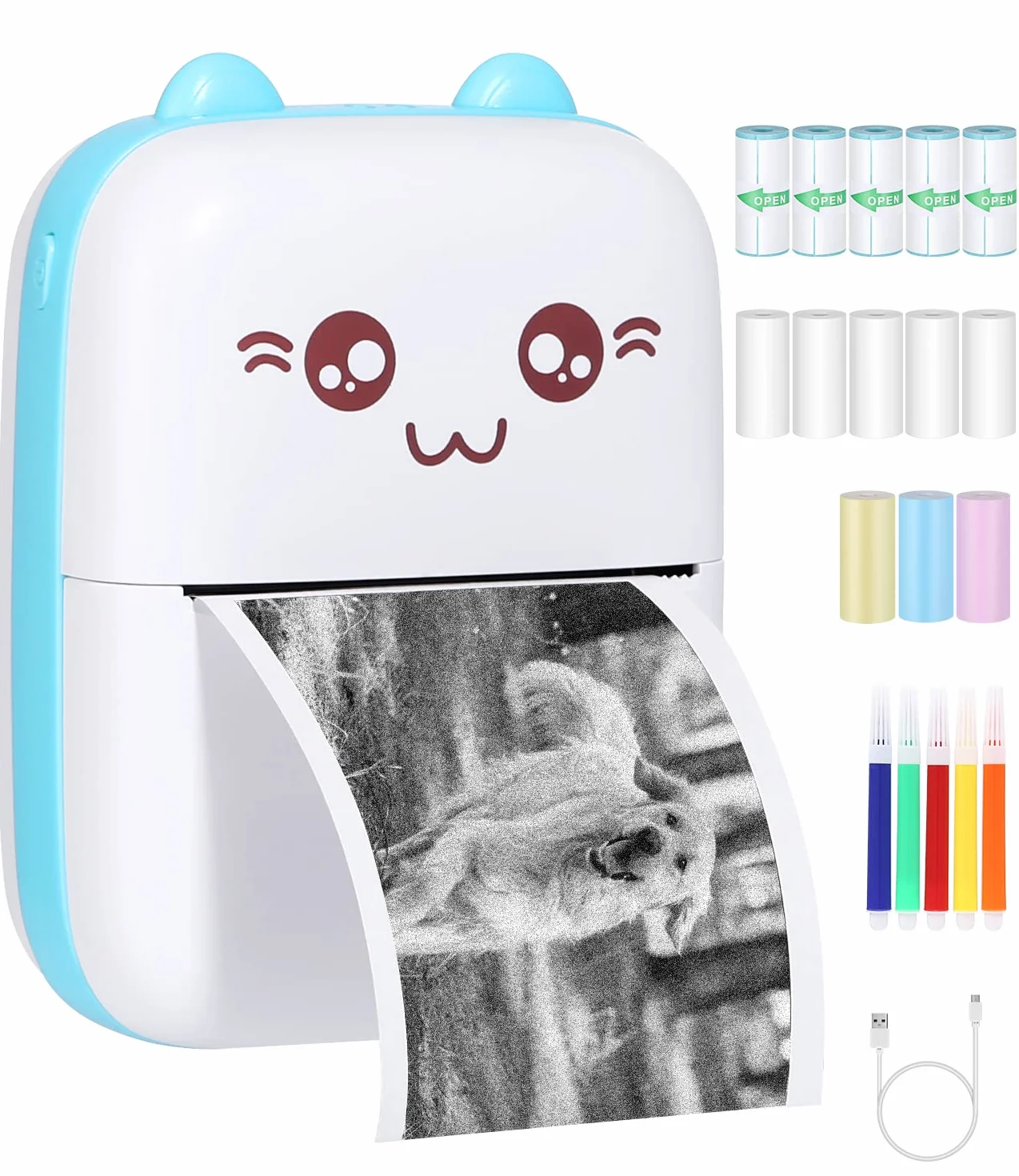 heuchaey Mini Impresora Termica Fotográficas para Movil Bluetooth Impresora Portatil Imagen Foto Etiqueta Nota Papel de recibo para Teléfono Móvil Android iOS