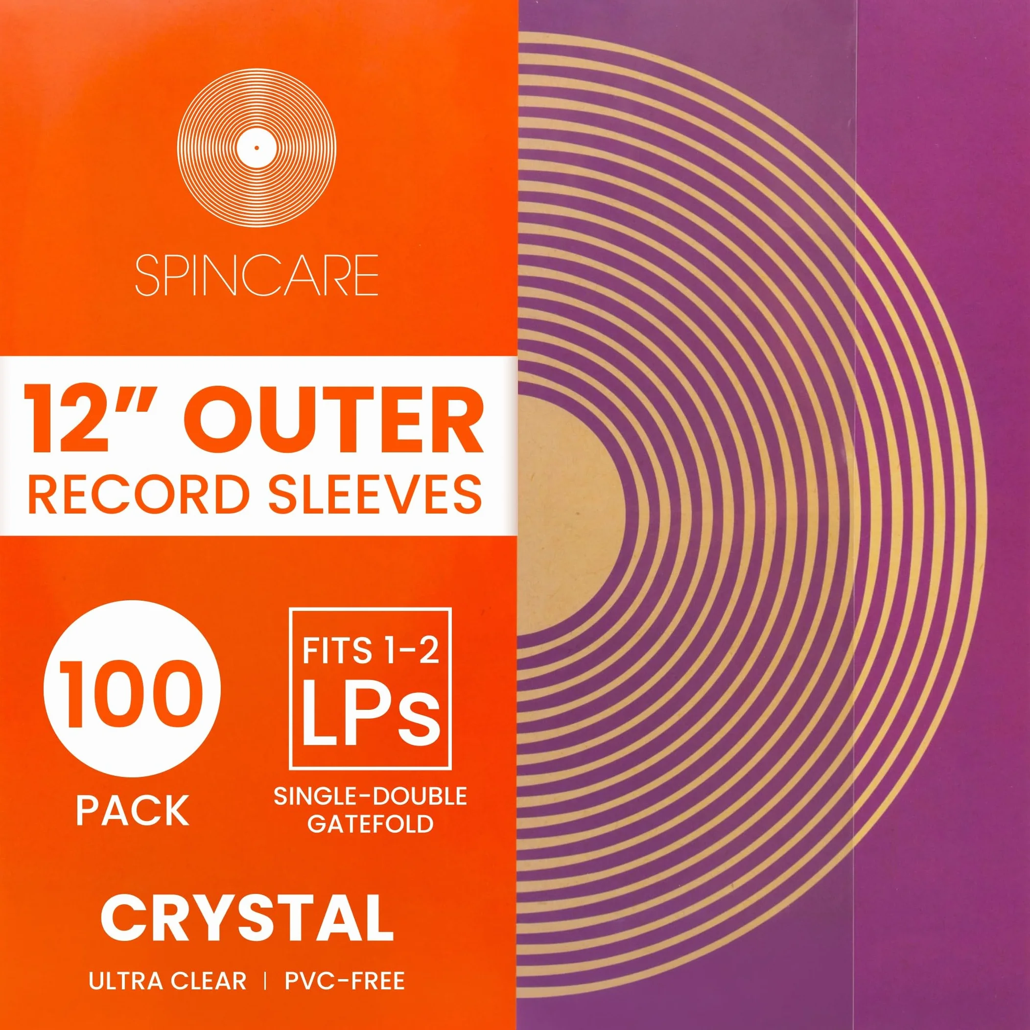 100x Fundas De Vinilo Standard Transparentes LP 33 RPM | Crystal para Solo Doble Fundas | Exteriores Plastico Protectoras De Vinilo