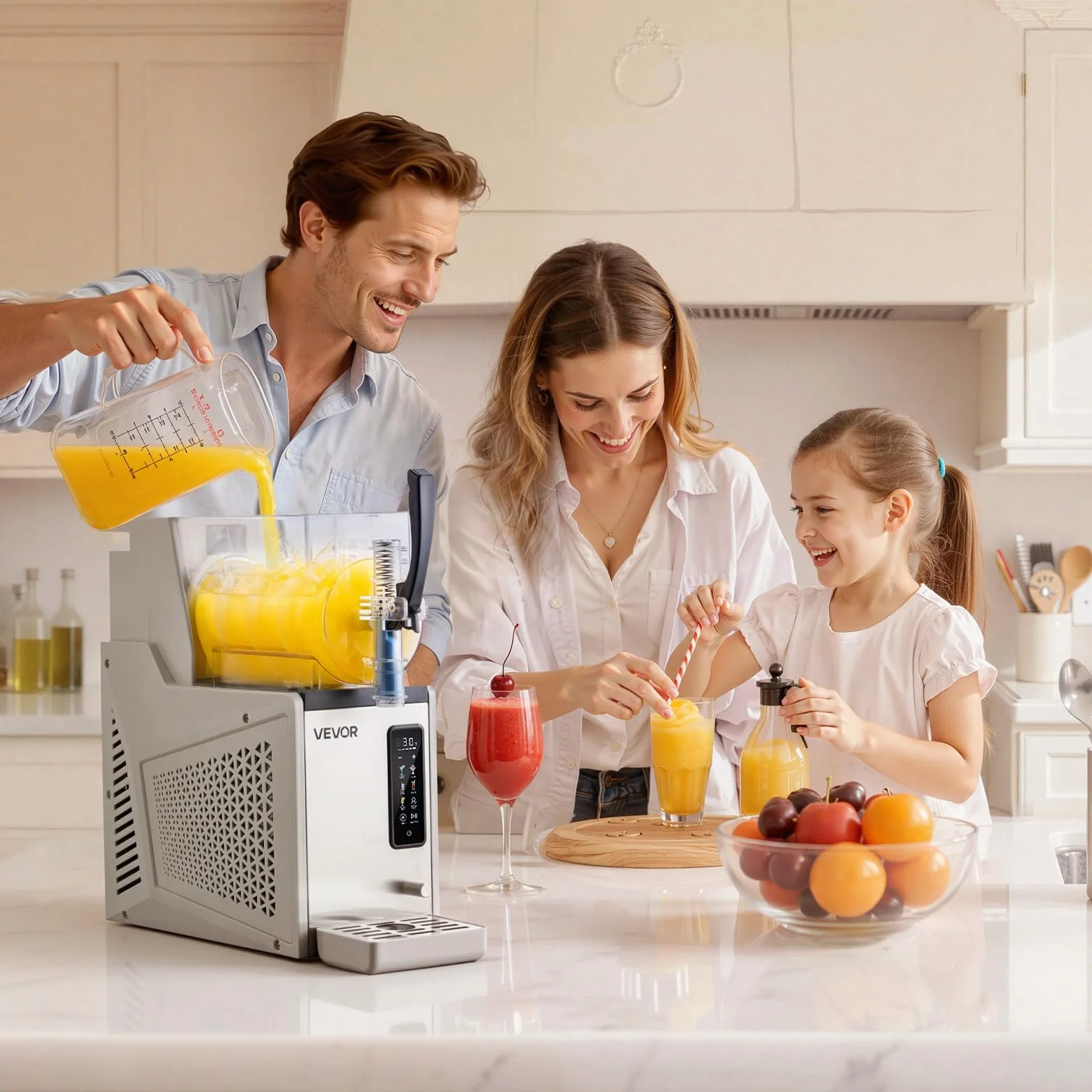 VEVOR Máquina para Hacer Granizados 3 L, Granizadora de Hielo Hogar, 5 Programas, Margaritas Frappés Batidos