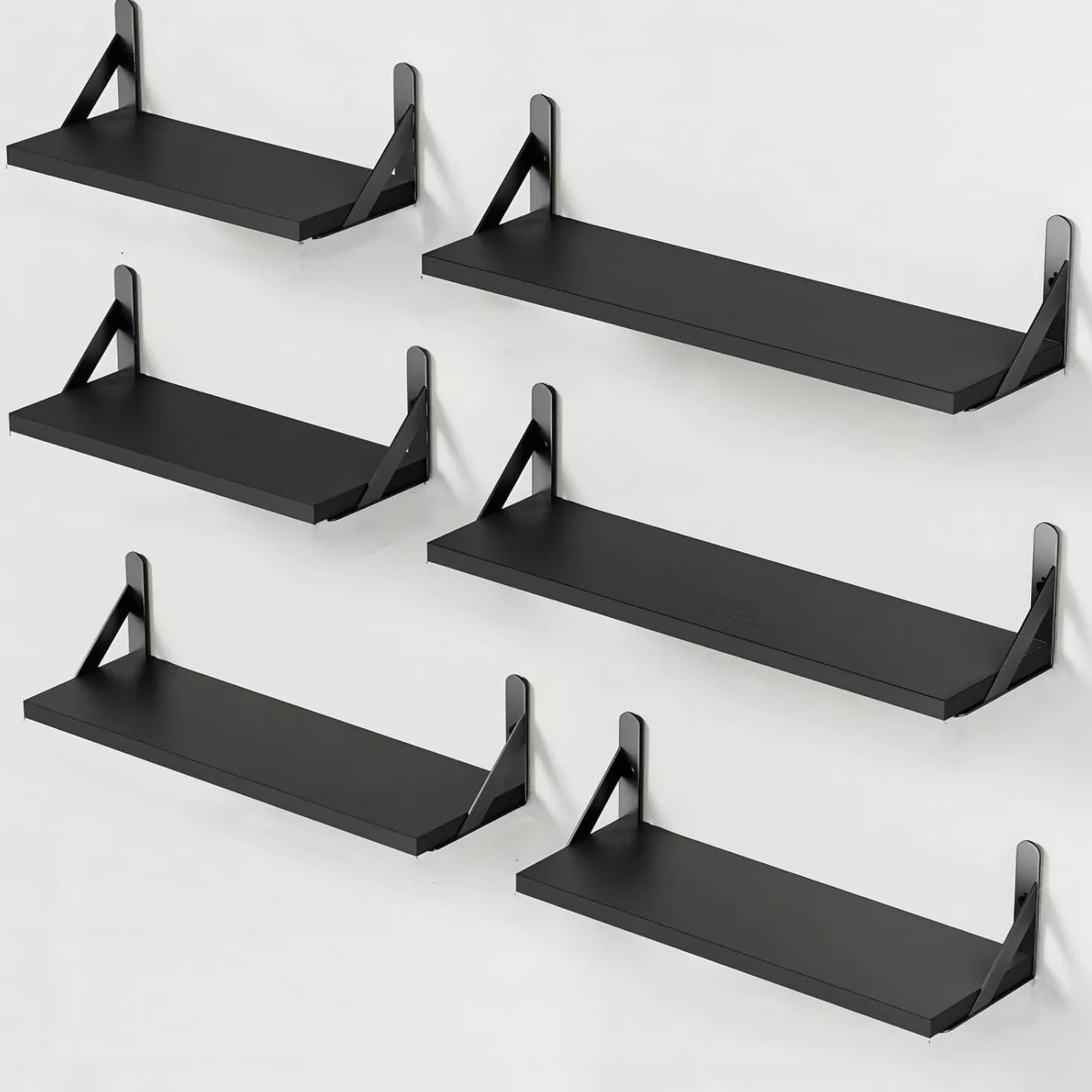 Pipishell Juego de 6 estantes flotantes de madera para pared rústicos