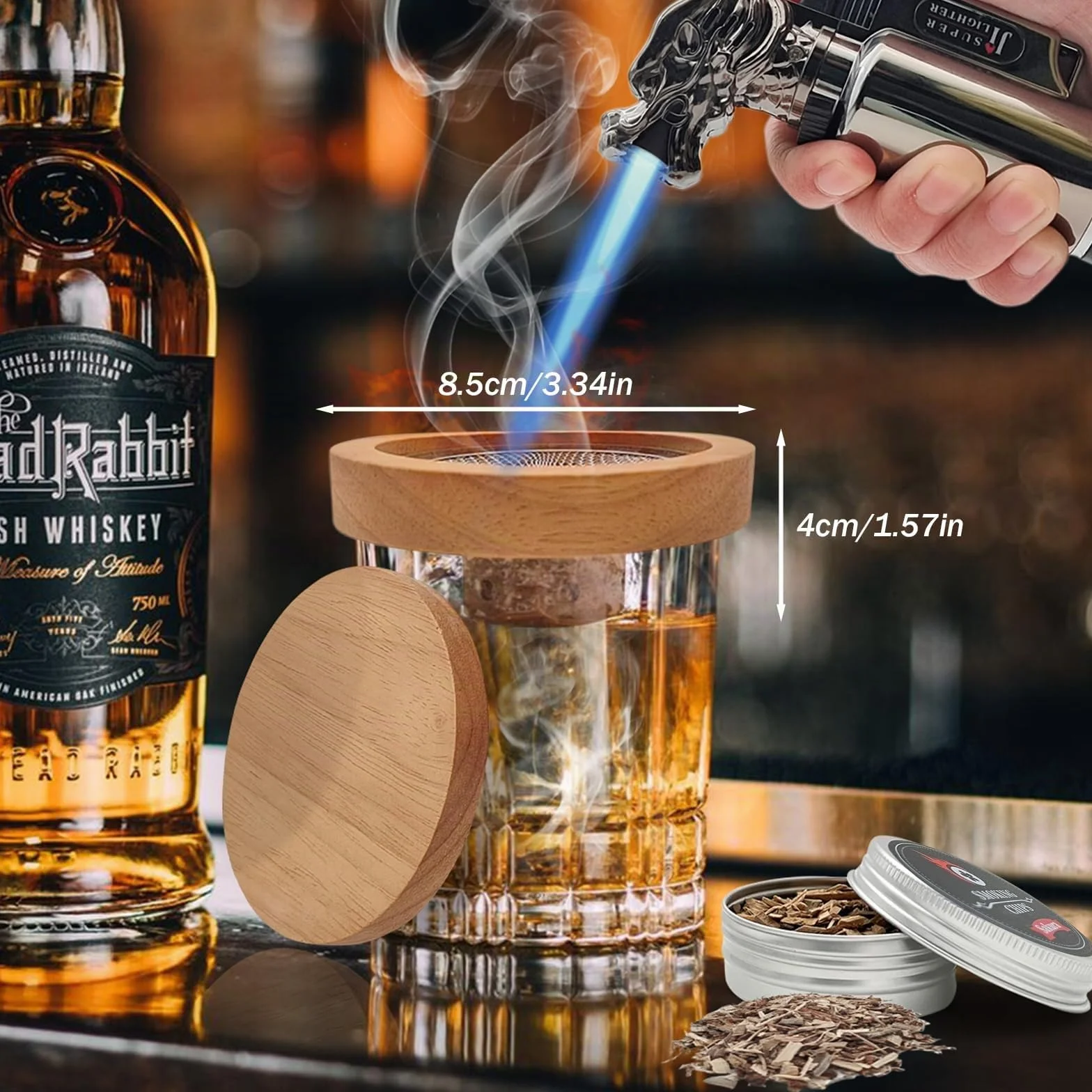 Kit Ahumador para Cócteles con 6 Virutas de Madera, Accesorios para Whisky