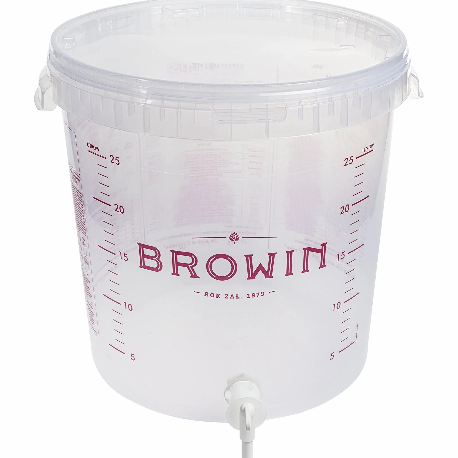 Browin 340439 Recipiente de fermentación transparente 30 L con grifo giratorio y tapa Escala para fermentación de cerveza vino