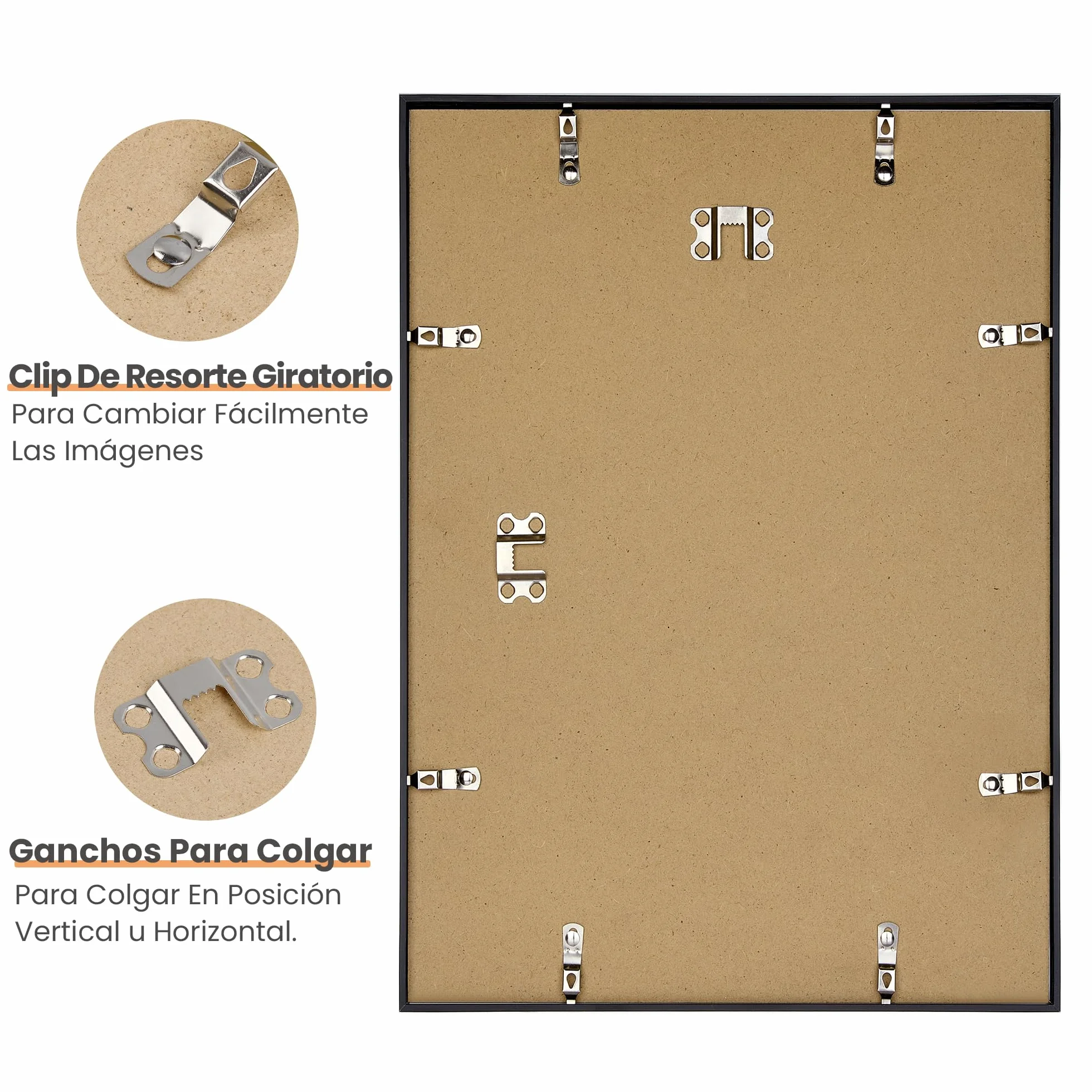 Upsimples Marco de aluminio para cuadro A3 Negro, Foto A4 (21x29,8cm) con paspartú o A3 (29,7x42cm) sin, Marco para cuadros de pared de metal con vidrio acrílico