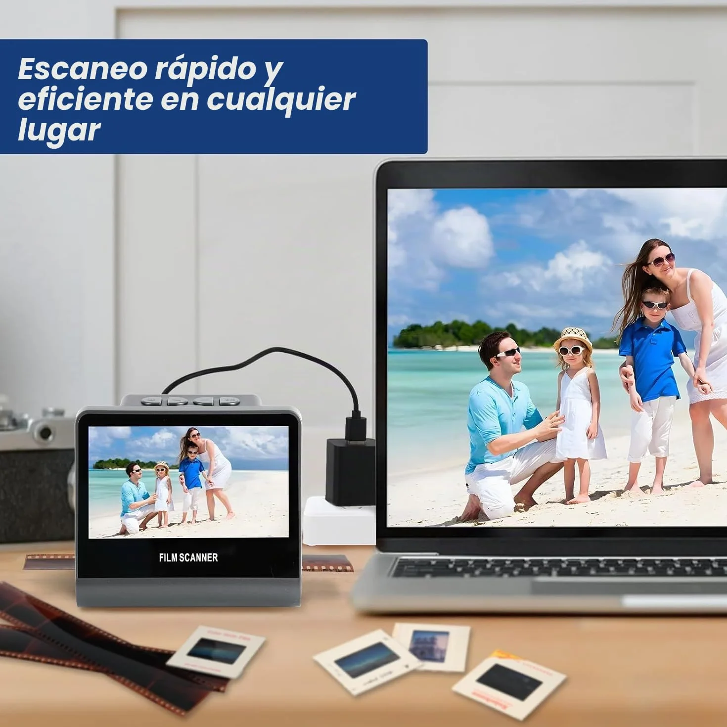 22MP Escáner Digital de Película y Diapositivas con Gran Pantalla LCD de 5 Pulgadas- Escaner Negativos Convierta Negativos y Diapositivas de 35 mm, 126 y 110 en Fotos Digitales JPEG de Alta Resolución