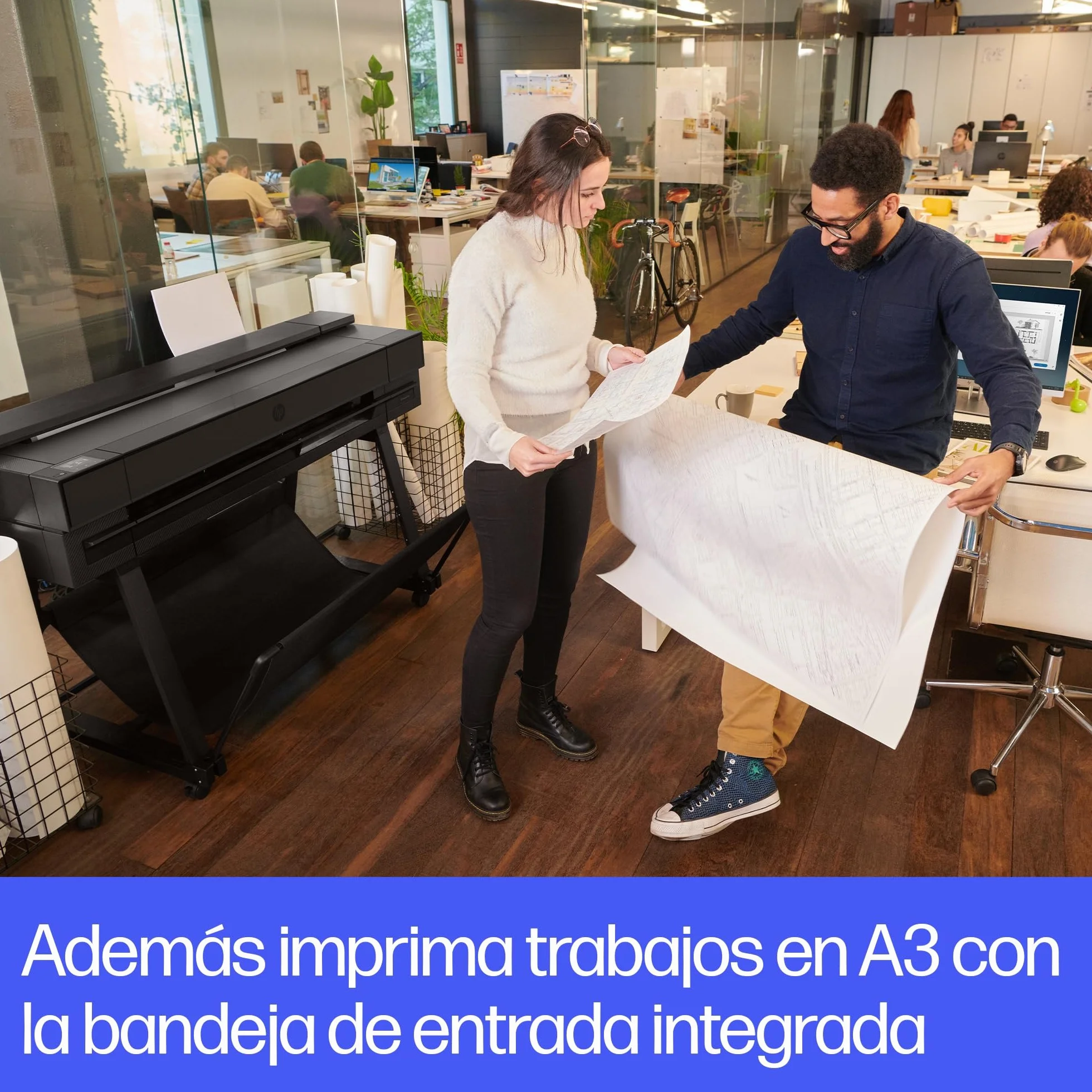 HP DesignJet T850 91 cm (2Y9H0A), Impresora de Gran Formato, Plotter, Estándar A4-A0, 90 Impresiones A1/h, Wi-Fi, Ethernet, USB, 2400x1200 dpi, Tintas Flex Tech, Garantía de 2 Años, Click, Negro