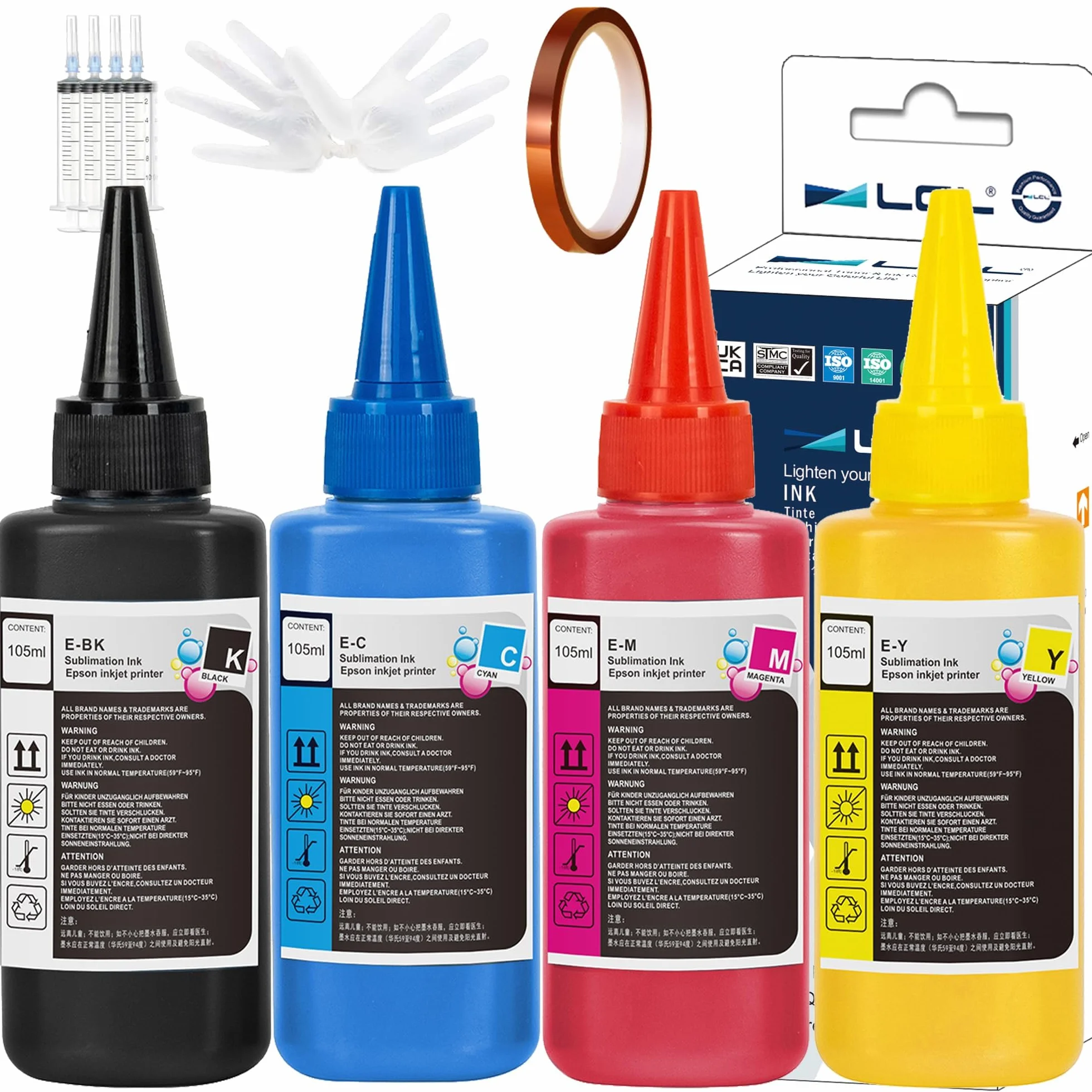 LCL 420ml Recambio de Tinta de sublimación Reemplazo para Epson ET2720 ET2760 ET2800 ET2803 ET2850 ET4800 ET15000 ET3760 ET-4800 ET-4700 ET-3830 ET-3850 for Heat Transfer Mug, Tumbler, T Shirts