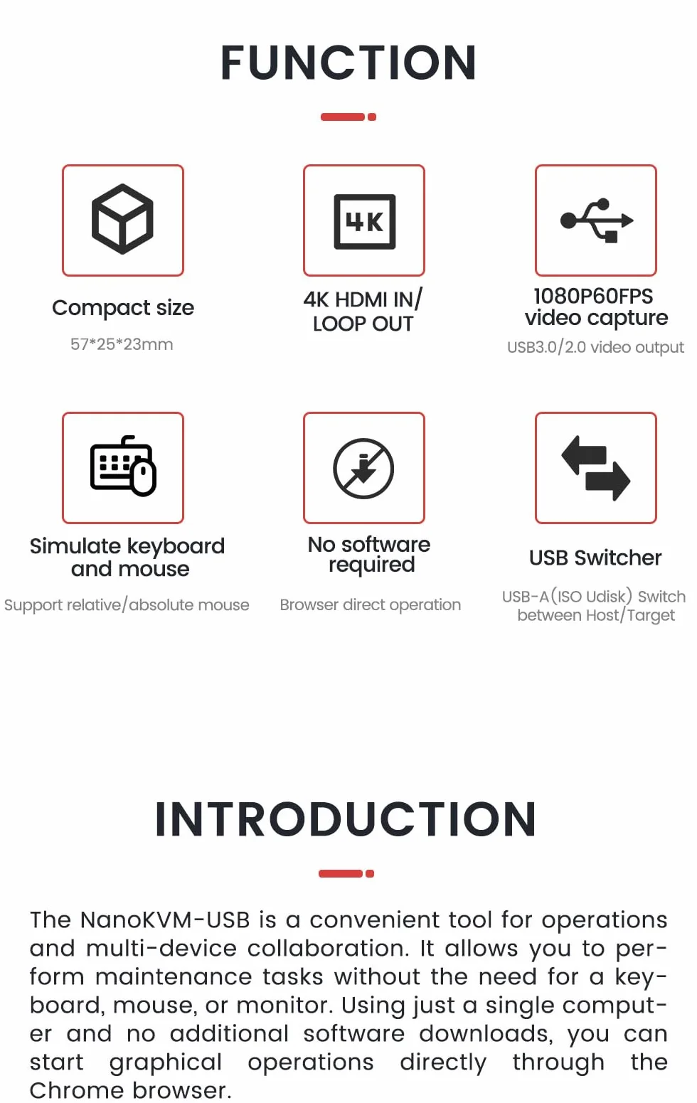 Sipeed NanoKVM-USB - Juego de mantenimiento de servidores, colaboración multidispositivo, KVM USB 4K de bolsillo para SBC, conmutador USB A, captura de vídeo 1080P, HDMI 4K en y salida de bucle (Kit1