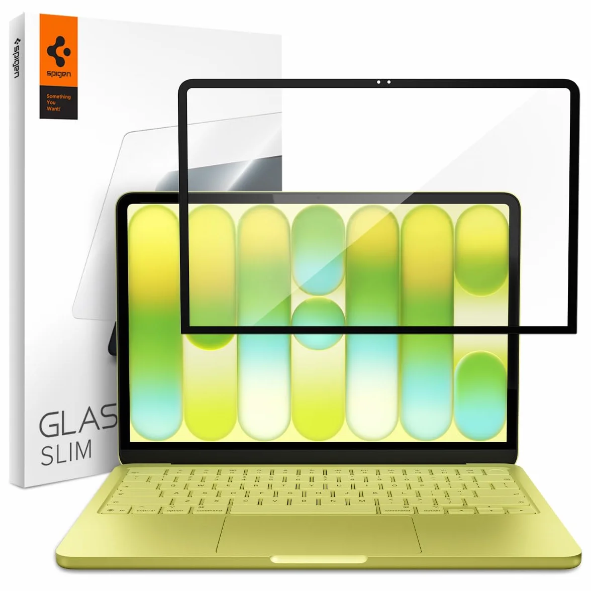 Spigen Glas.tR Slim Protector Pantalla para MacBook Neo 13 Pulgadas, 1 Unidad, Alta Definición, Dureza 9H, Cristal Templado
