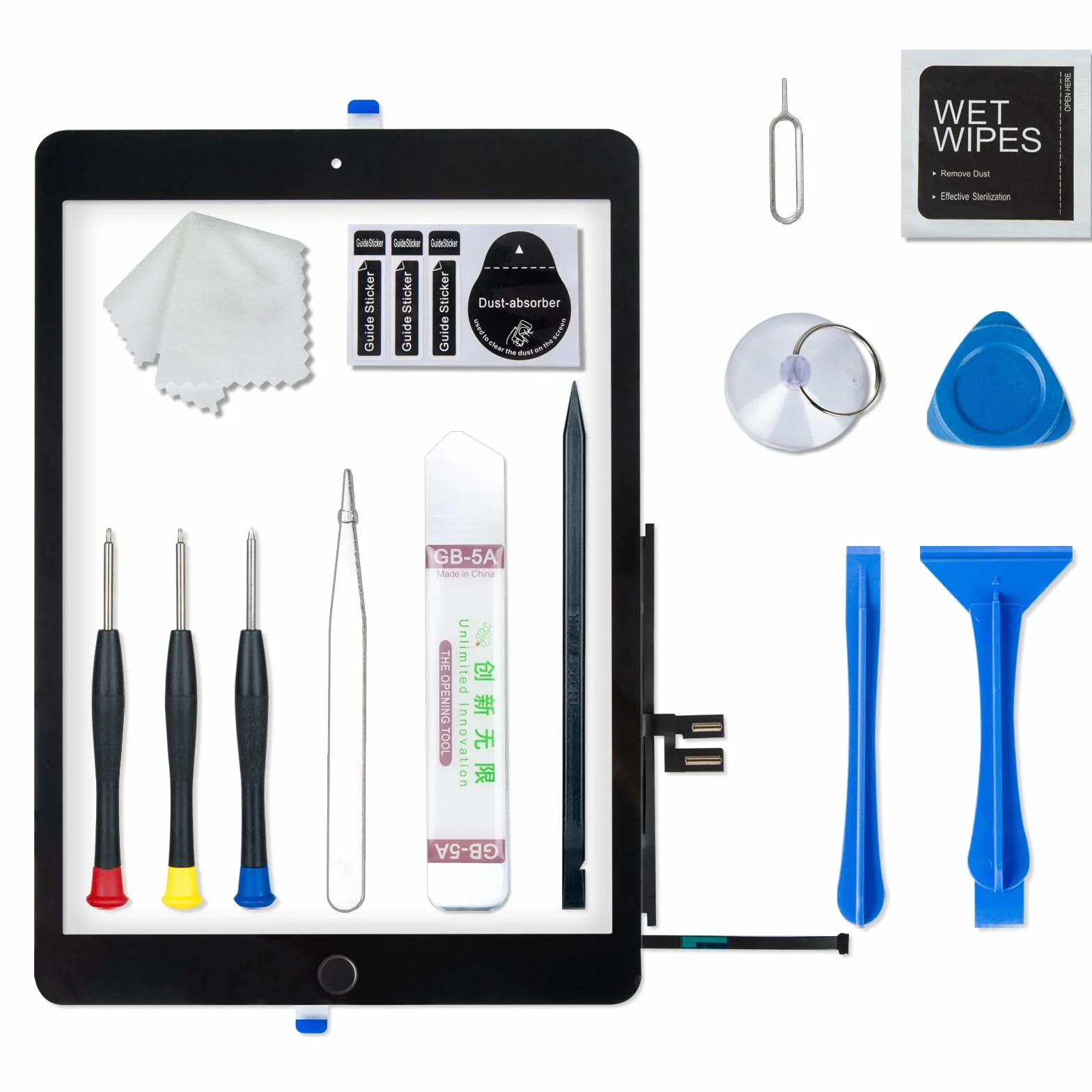 Pantalla táctil digitalizadora de repuesto para iPad 7 7ª/8ª generación 2019 2020 de 10.2 pulgadas para 7ª u 8ª generación A2197 A2198 A2200, A2270 A2428 A2429 A2430 con botón de inicio