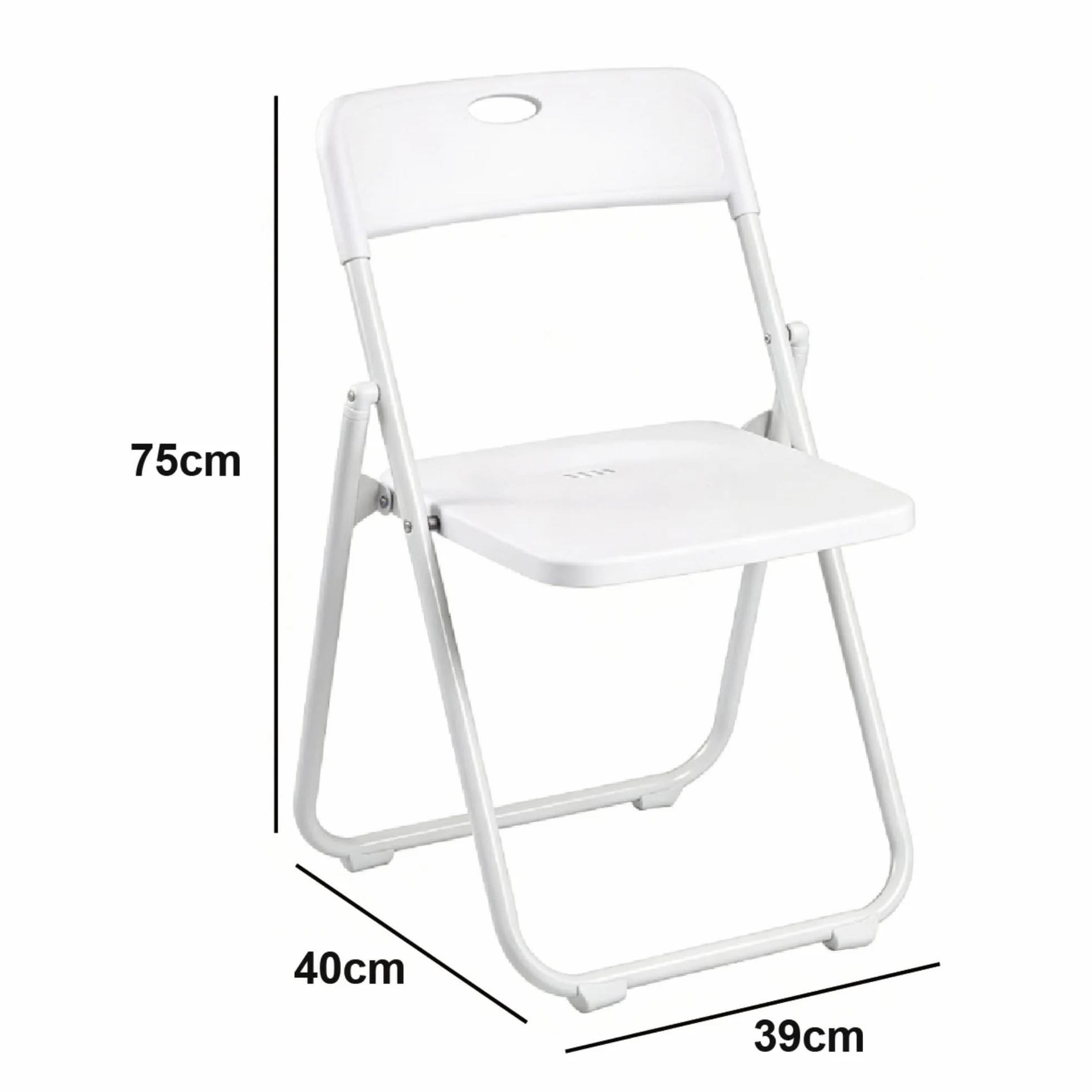 Sillas Plegables Blancas 10 Pack Estructura Hierro Reforzado Asiento Plástico Rígido 75x40x39 cm Apilable