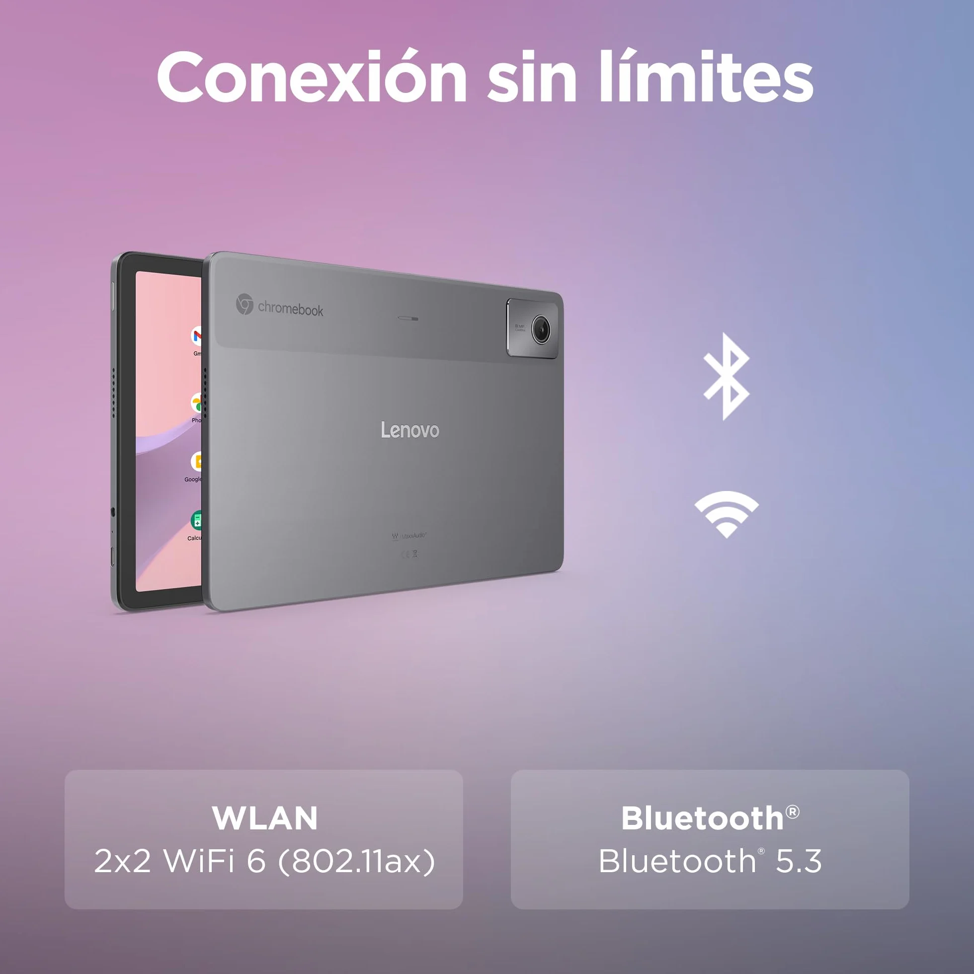 Lenovo Chromebook Duet 11 Gen 9-11" WUXGA Táctil + Lápiz Incluido (MediaTek Kompanio 838, 8GB RAM, 128GB Emmc, ChromeOS) Gris QWERTY + 3 Meses Google AI Pro con Gemini Pro y 5TB