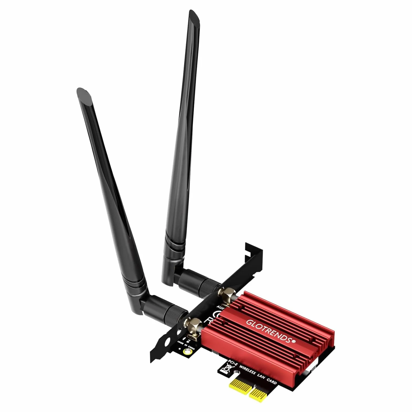 GLOTRENDS AX5400 Tarjeta WiFi 6E PCIe con Soporte de Bajo Perfil para PC de Sobremesa, Chip Intel AX210, 802.11ax, Bluetooth 5.3, Soporta Windows 11/10/Linux, No Soporta Mac OS/Windows 7/XP