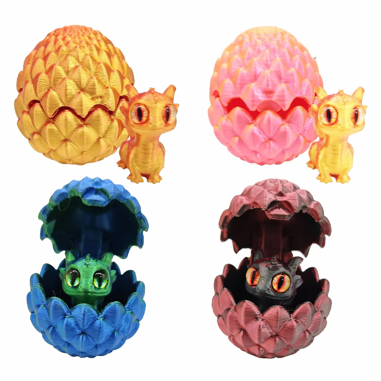 Mini Huevo Dragón Impreso en 3D con Articulaciones Flexibles - Juguete Anti-estrés para Escritorio
