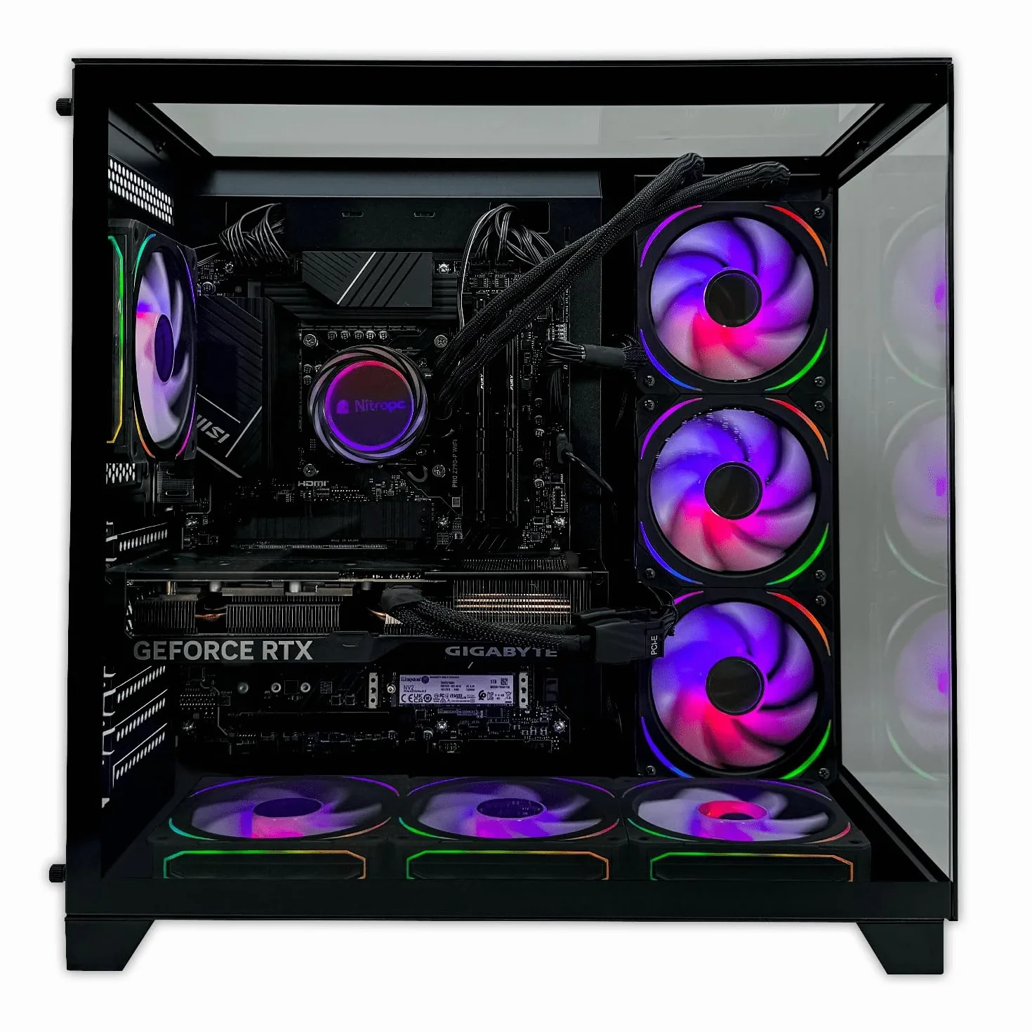 NitroPC - PC Gaming Extremo (Intel Core i7 12700K 12/20 5.0GHz, RTX 5060 Ti 16GB, RAM 32GB, M.2 2TB, Windows 11 Pro, iluminación RGB, WiFi) Ordenador de sobremesa, PC Gamer (Negro)