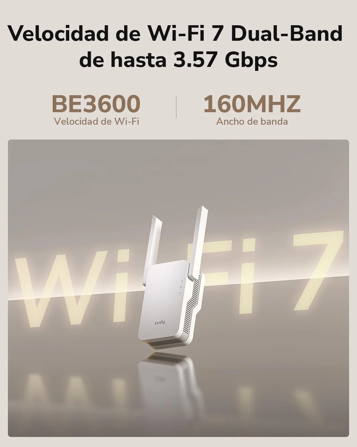 Cudy BE3600 - Amplificador de señal repetidor Wi-Fi 7 de doble banda con puerto Gigabit Ethernet, punto de acceso, configuración de aplicación, malla y soporte de aplicación, RE3600