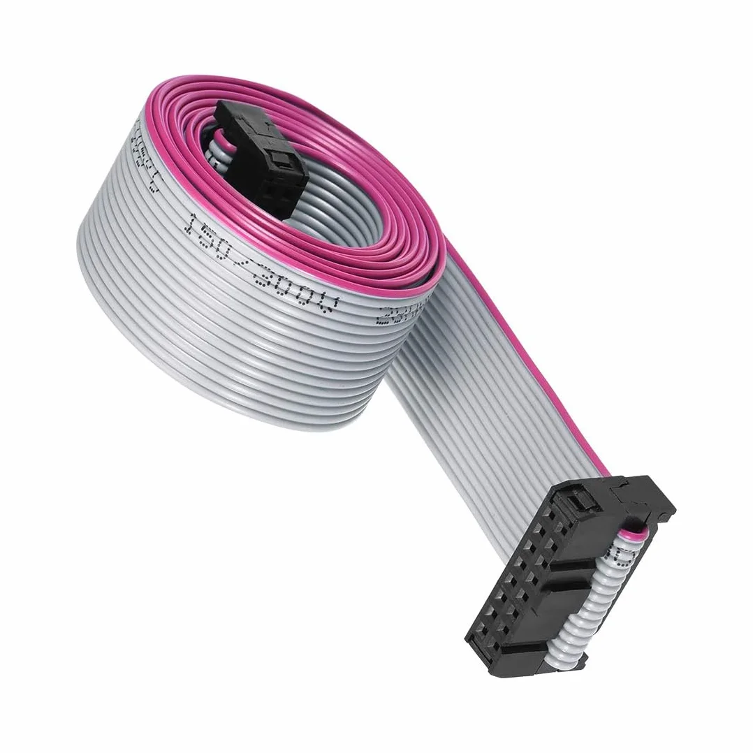 TA-VIGOR Cable de cinta IDC de 16 pines, conector FC/FC tipo A de 2,54 mm, 1 m de longitud, ideal para cámaras digitales, portátiles, televisores LCD, gris