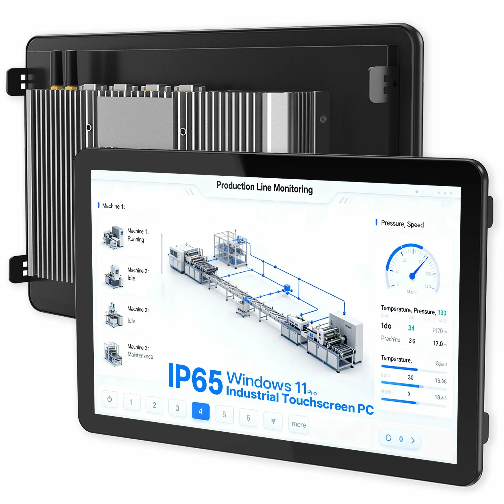 Ordenador Panel Industrial Integrado 15,6 Pulgadas,All-in-One Pantalla Táctil Sin Ventilador,Monitor Capacitivo IP65,Windows 11 Pro,para Quioscos,Fábricas,Automatización(I5 12th Gen,8G+256G)