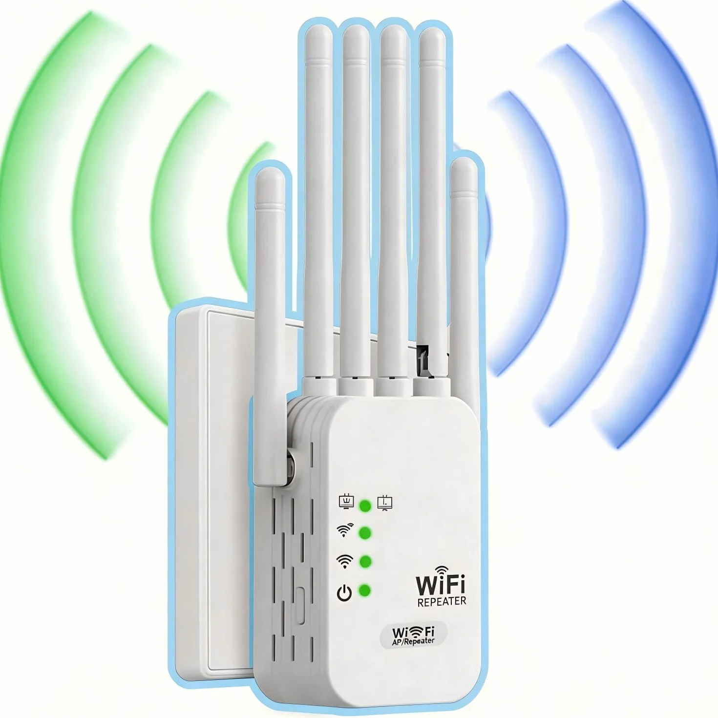 Repetidores WiFi,Amplificadores de señal WiFi,potentes amplificadores WiFi,Extensores WiFi,con 6 Antenas,2 Puertos LAN,Cobertura de hasta 10000 m²,Adecuado para oficinas y hogares,fácil de Instala