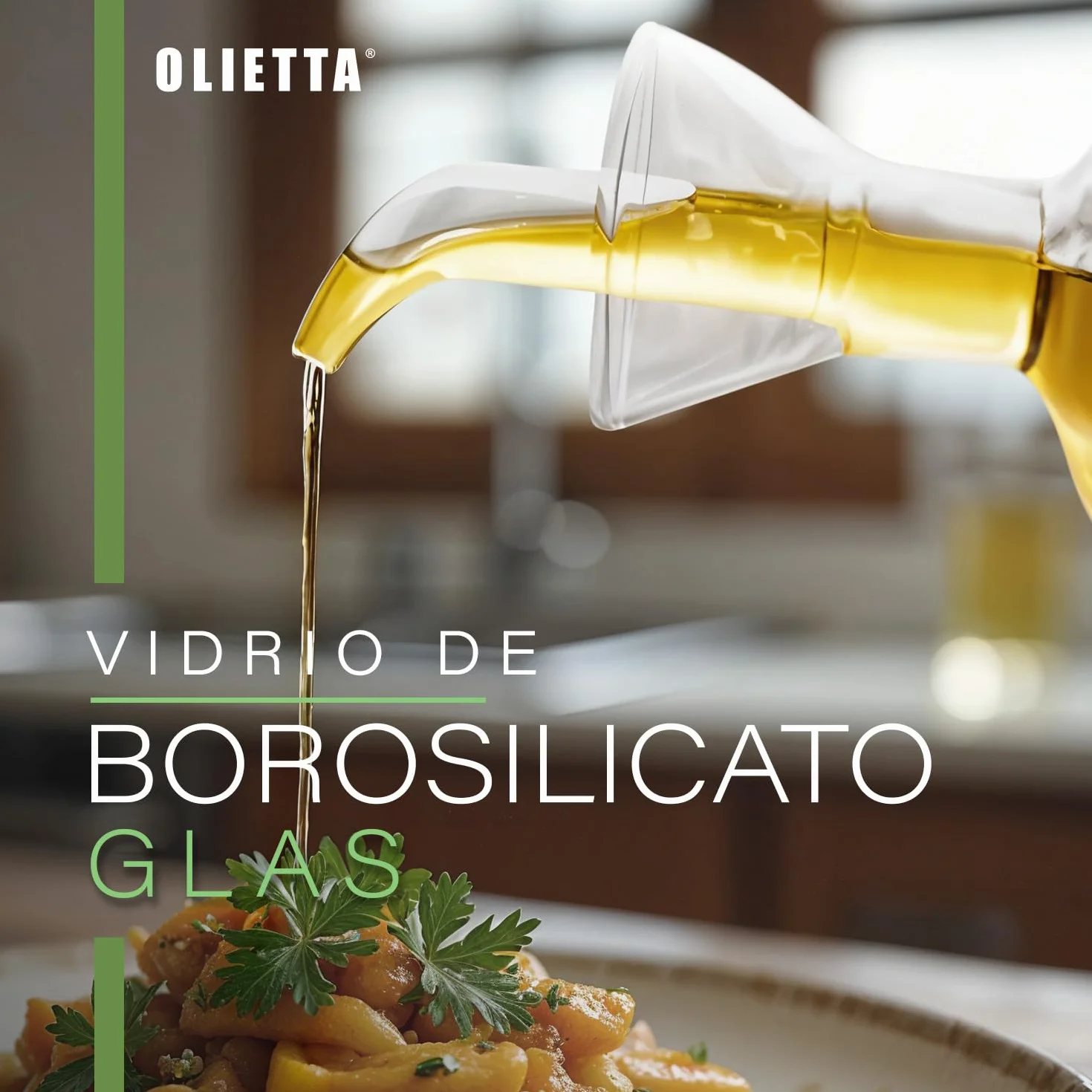 Aceitera antigoteo de cristal 500ml a prueba de fugas para aceite de oliva y vinagre