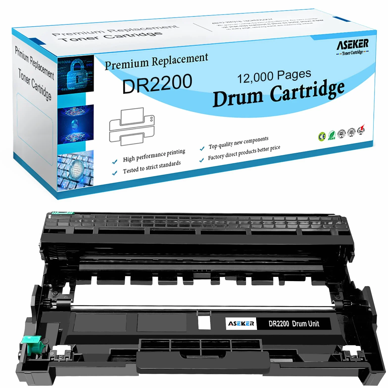 Compatible DR-2200 DR2200 Tambor para Brother HL-2130 HL-2132 HL-2135W HL-2240 HL-2240N HL-2250DN HL-2270DW DCP-7055W DCP-7060D DCP-7065DN DCP-7070DW MFC-7360N MFC-7460N MFC-7860DW Impresora