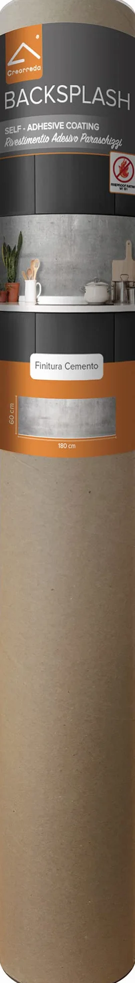 Panel protector antisalpicaduras cocina adhesivo efecto cemento 180 x 60 cm ignífugo resistente al agua