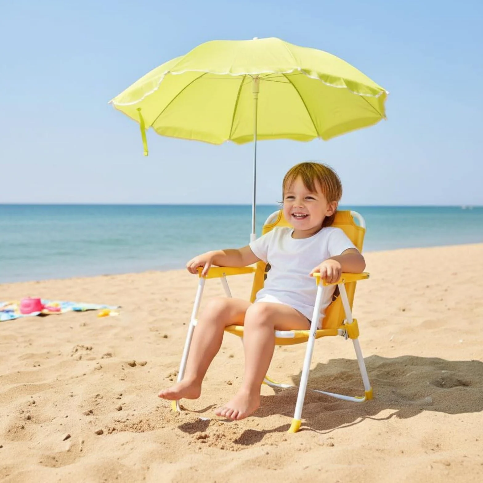 Predolo Silla de Playa Infantil con Sombrilla Protección Solar Plegable para Niños Unicornio