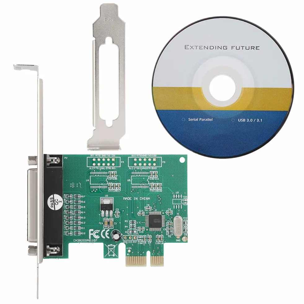 Yosoo Health Gear Tarjeta de Expansión de Puerto Paralelo, Tarjeta PCI Express con Soporte bajo, Controlador Adaptador Convertidor de Puerto Paralelo para Impresoras, Programadores, Escáneres