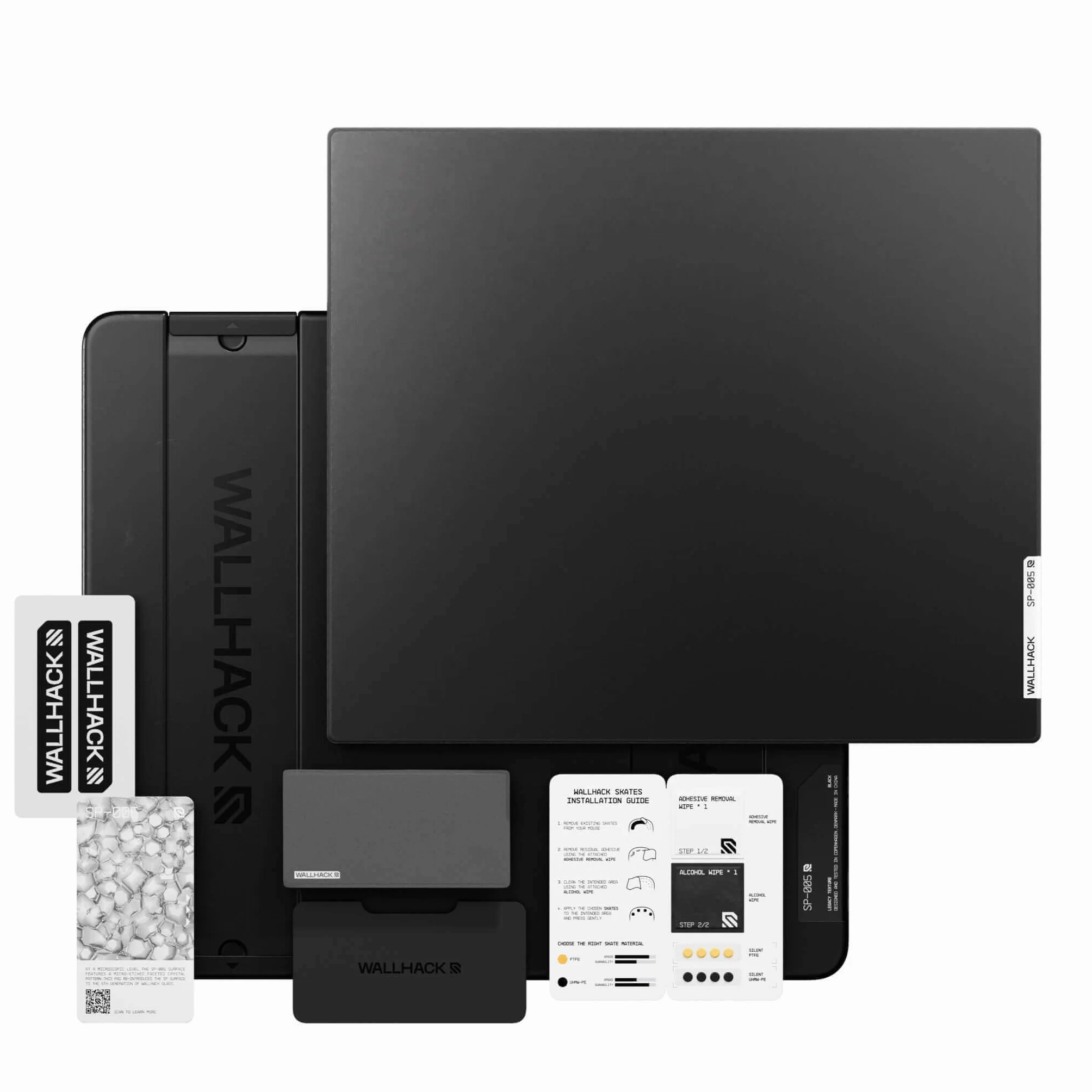 Wallhack SP-005 Alfombrilla Gaming de Cristal – Superficie Speed, Alfombrilla Grande para Esports, Deslizamiento Suave, Cristal Templado, Resistente y portátil con Estuche de Transporte | Negro
