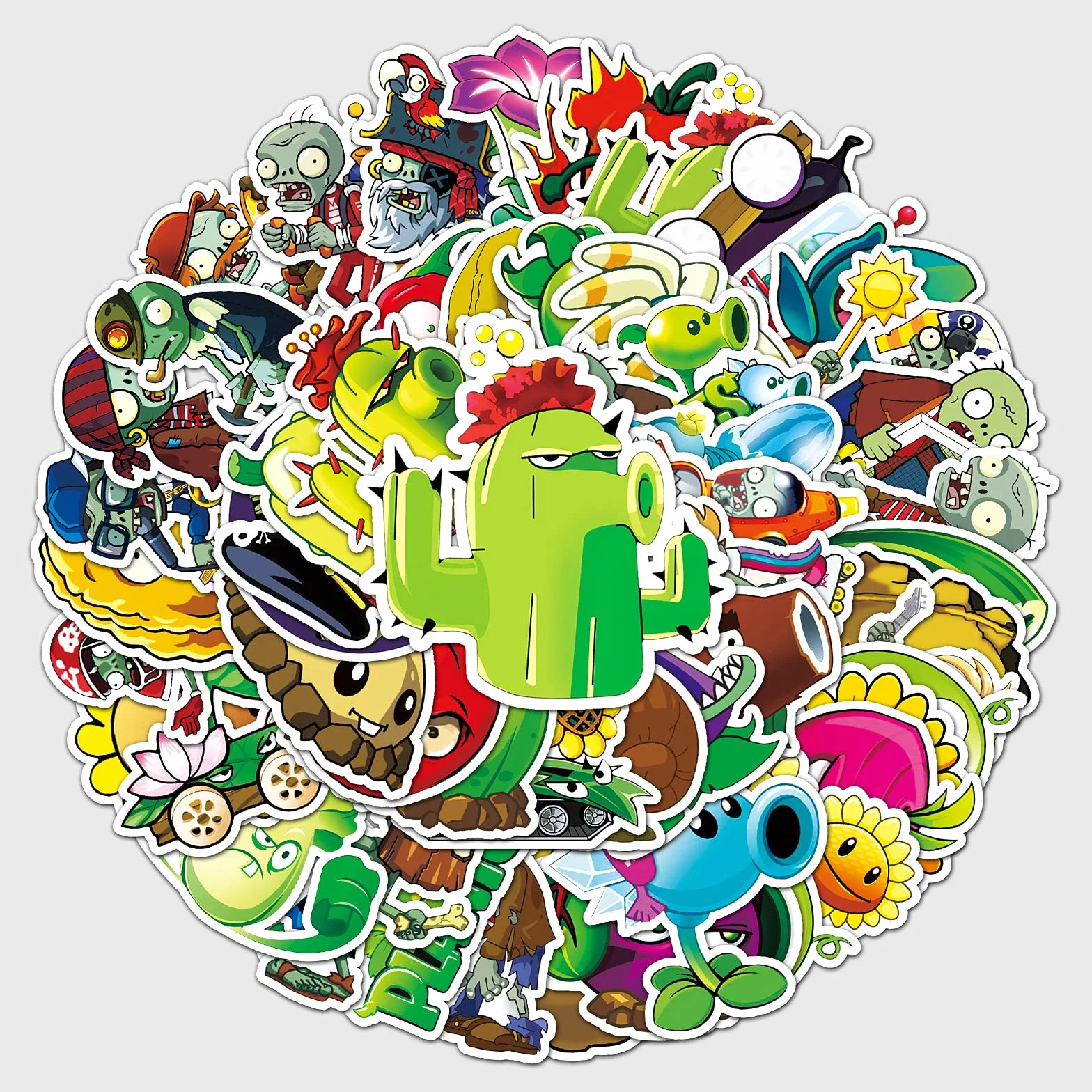 Plants vs. Zombies, 50 pegatinas de juego clásicas impermeables para botella de agua, laptop, monopatín, calcomanías de graffiti de anime de dibujos animados para adolescentes, niños y niños