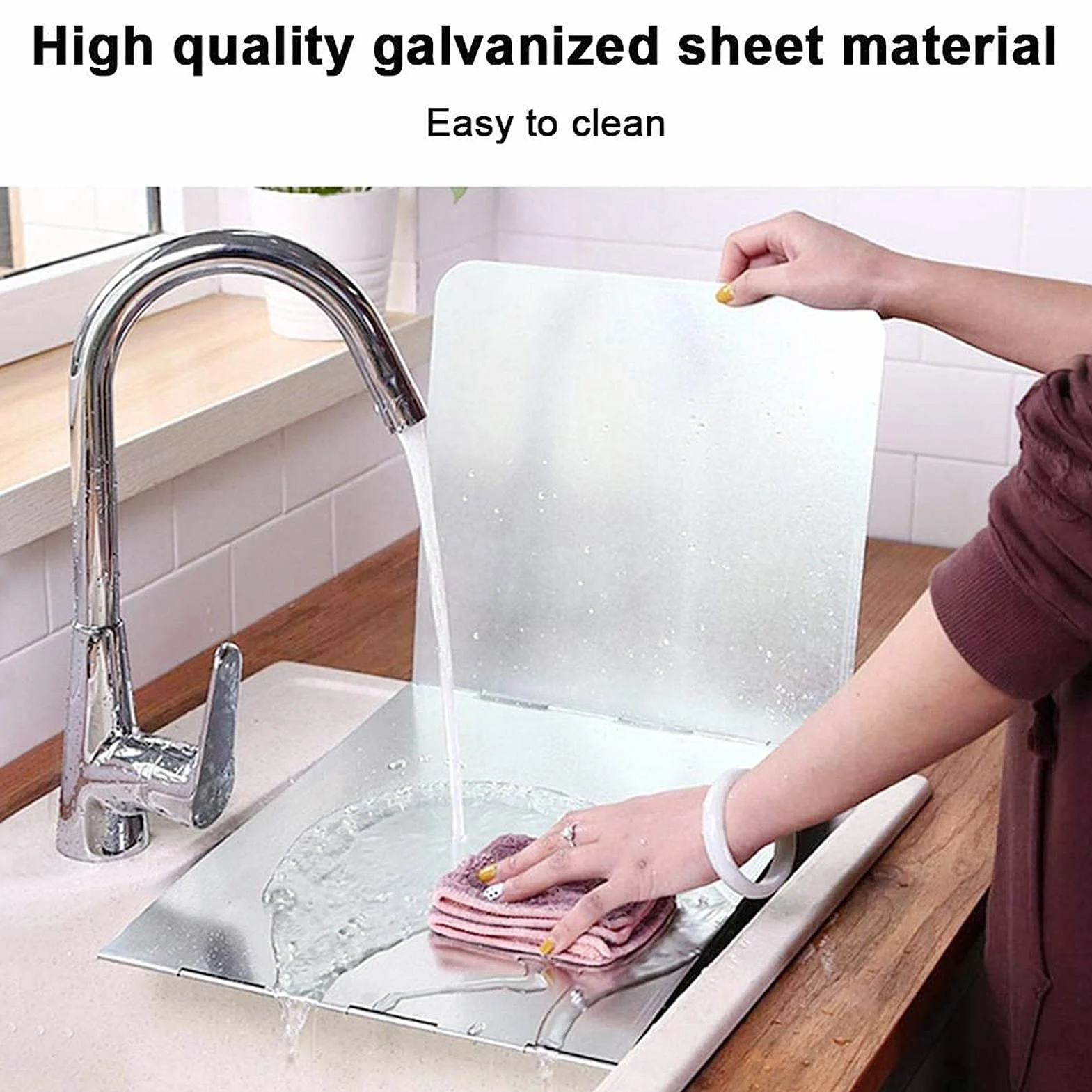 Pantalla Antiadherente de Tres Lados Protector contra Salpicaduras de Cocina Plegable (XL)